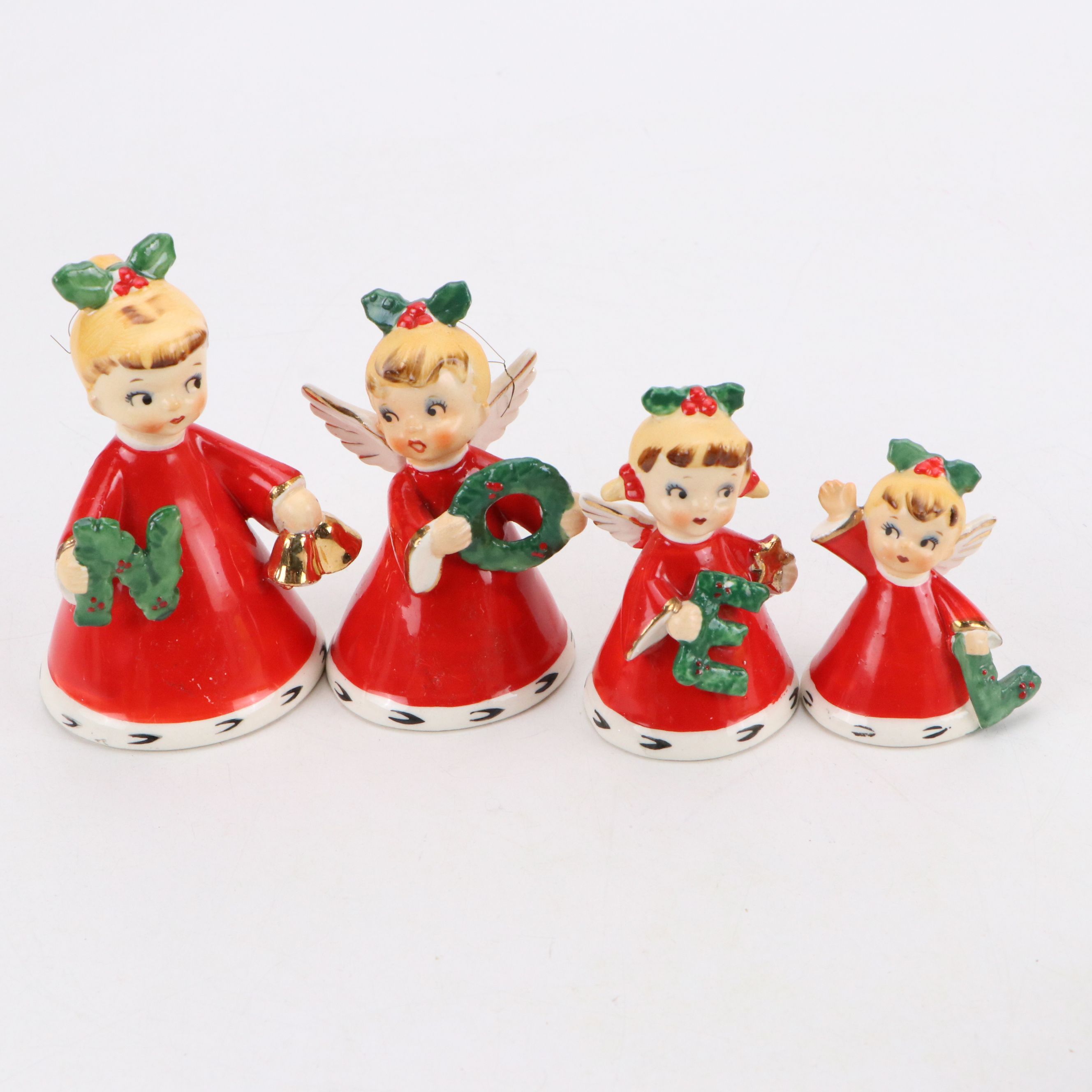 Napco Christmas Angel Ornaments, Sled and Wreath Planters with More, Mid-20th C.