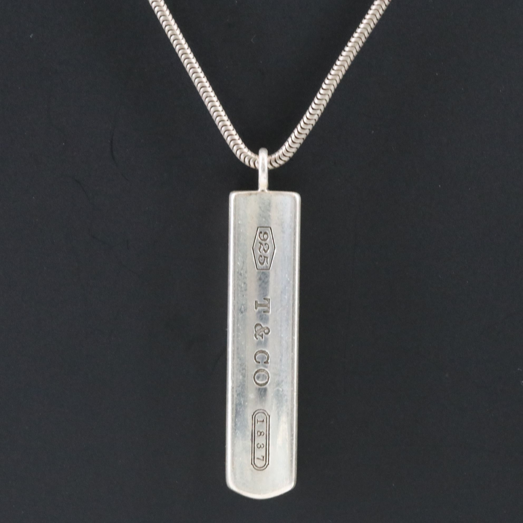 Tiffany & Co. 1837 Sterling Bar Plate Necklace