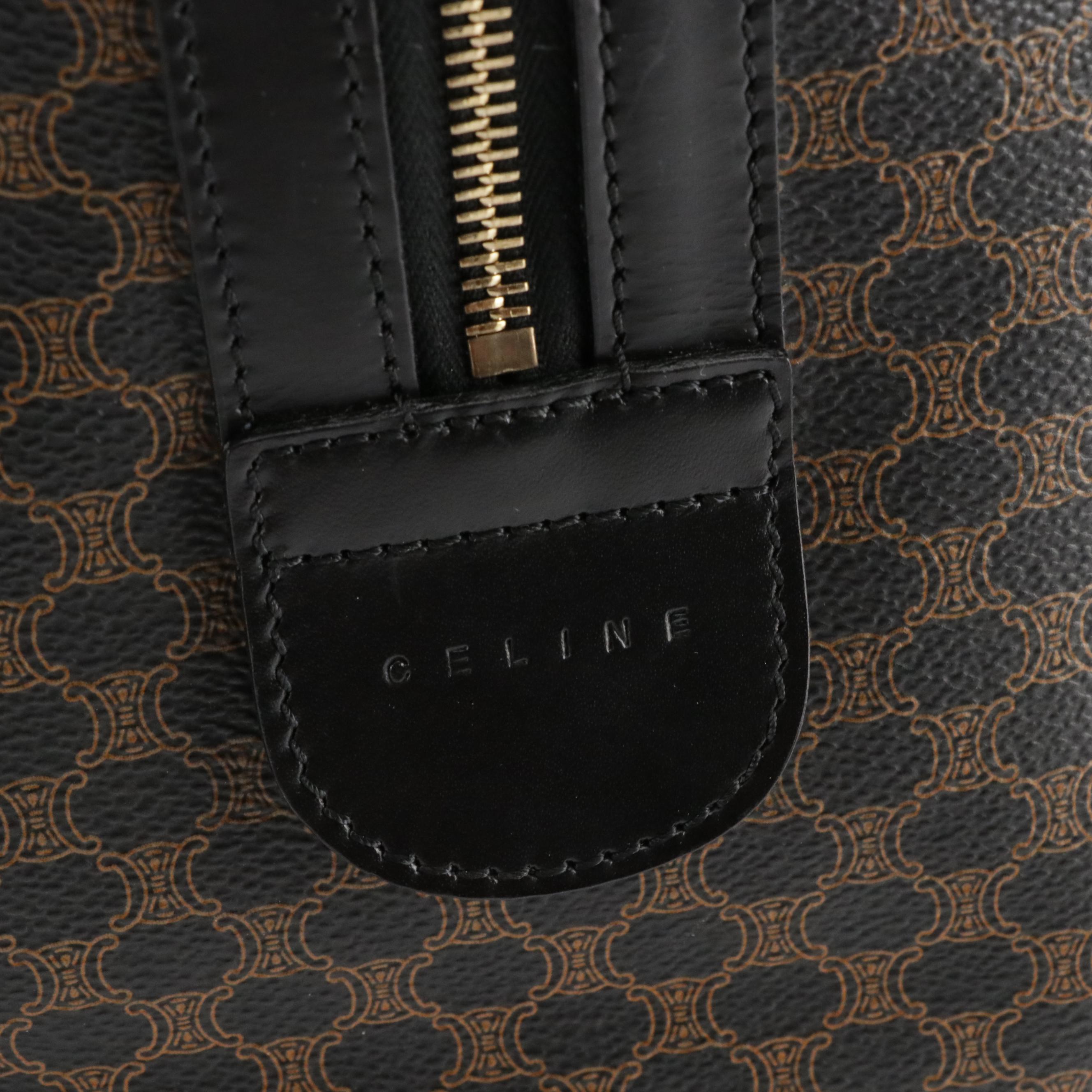 Celine Duffle Bag in Dark Brown and Black Macadam Canvas & Black Leather