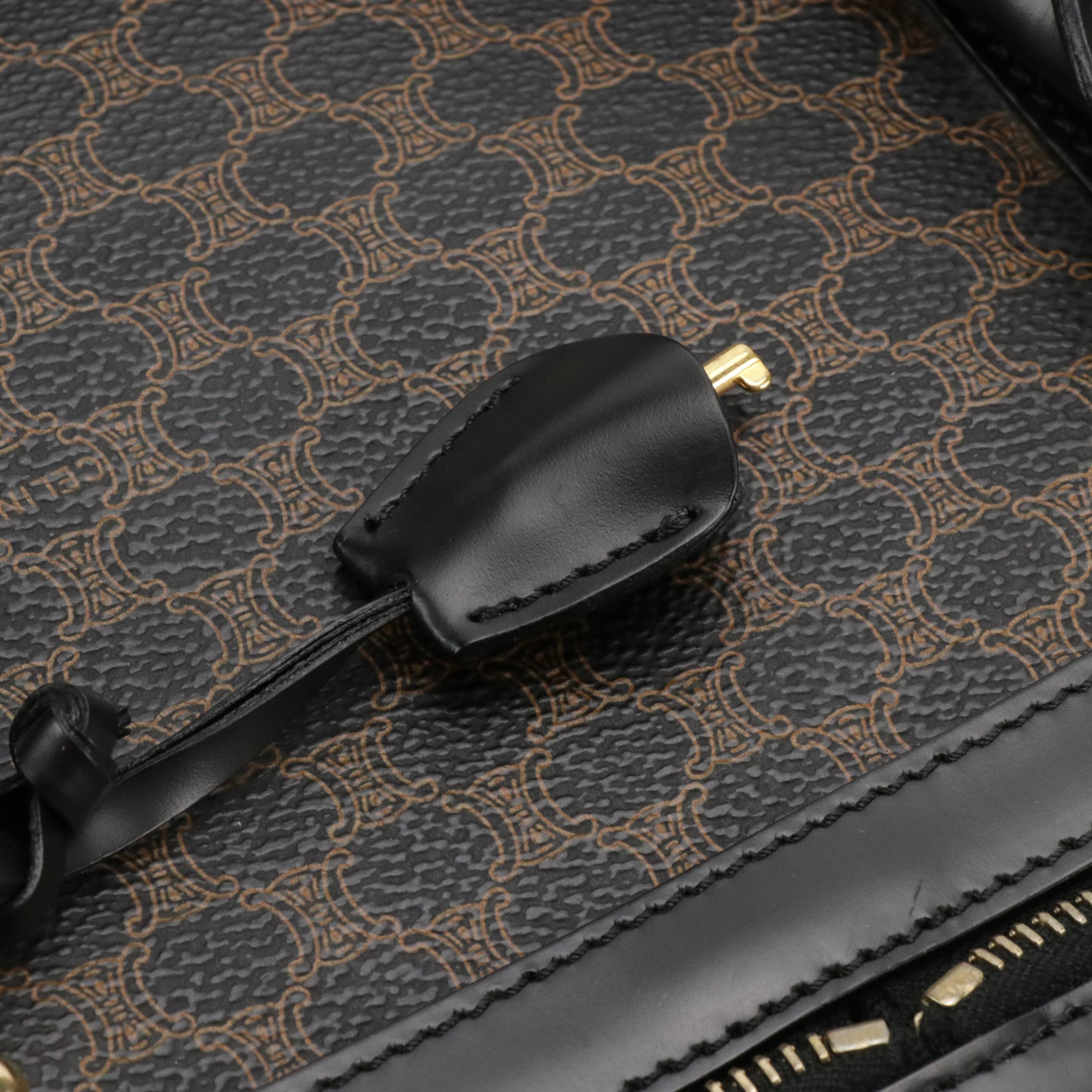 Celine Duffle Bag in Dark Brown and Black Macadam Canvas & Black Leather