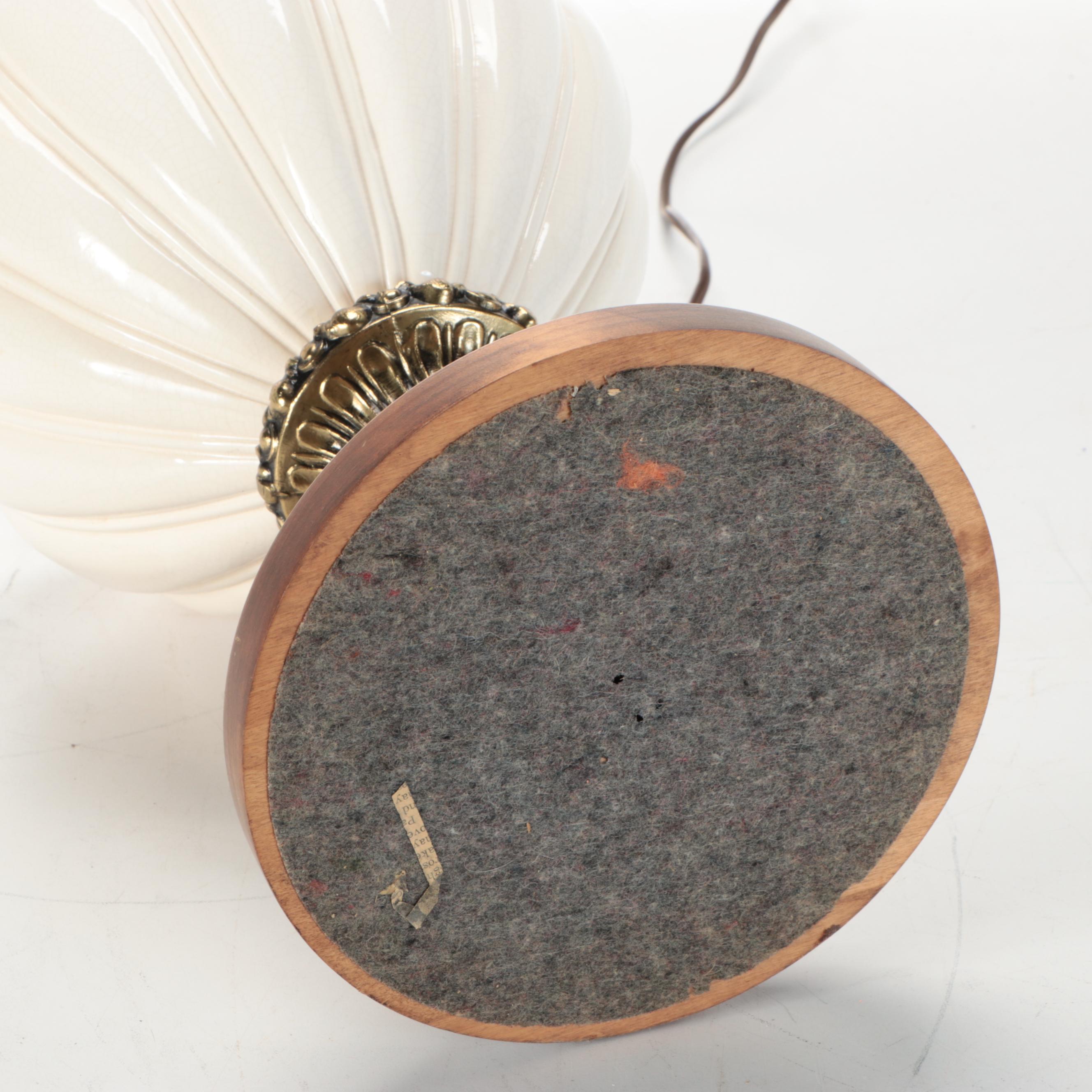 Hollywood Regency Ceramic Urn Table Lamp with Lobed Drum Shade, 1960s