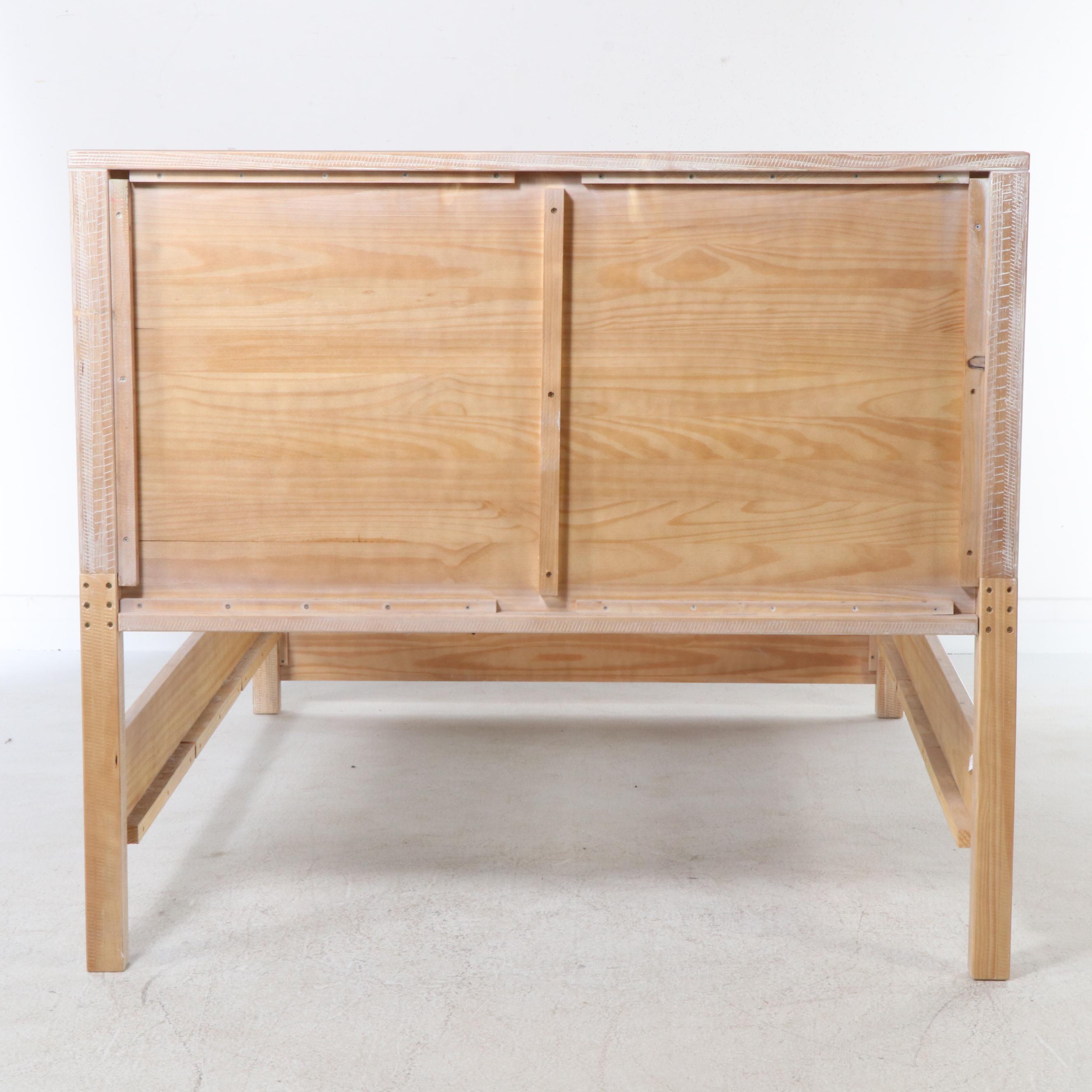 Contemporary Pickled Pine Bed Frame