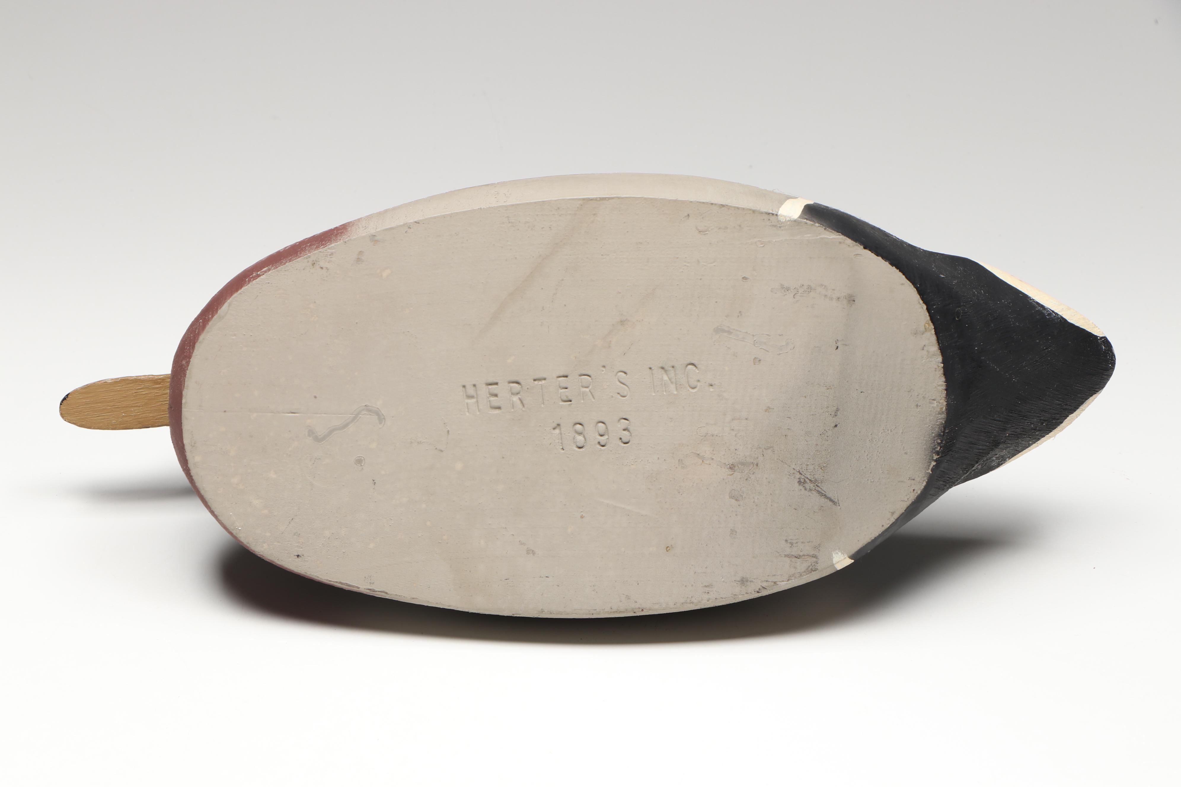 Herter's Inc. Carved Wood and Hand-Painted Ceramic Duck Decoys