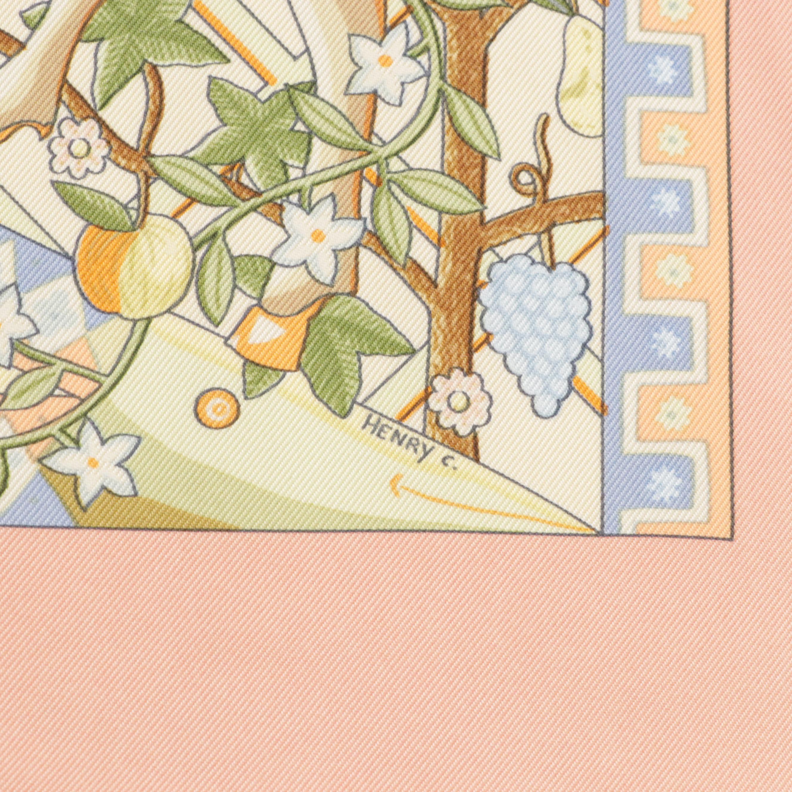 Hermès "Axis Mundi" Silk Twill Scarf 90