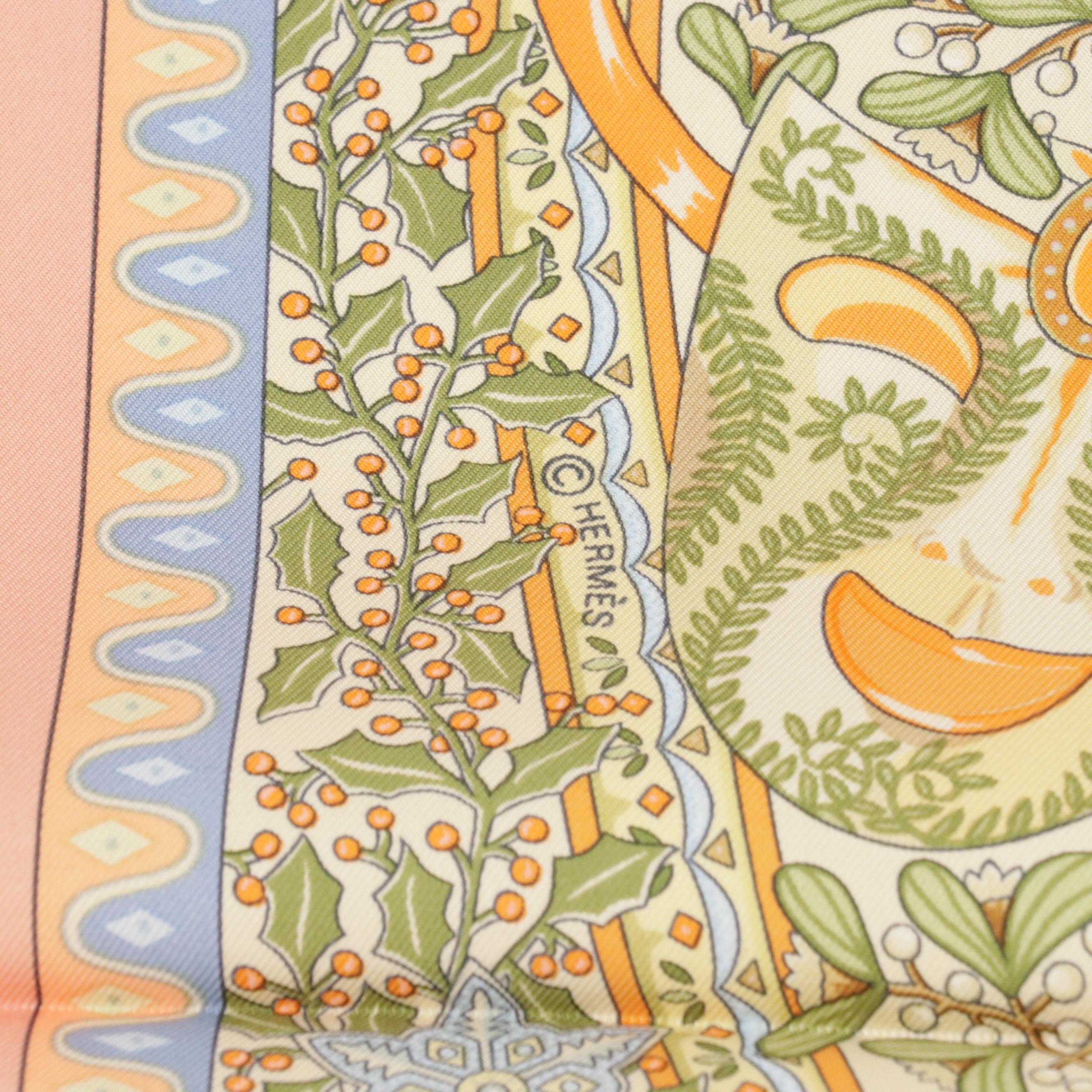 Hermès "Axis Mundi" Silk Twill Scarf 90