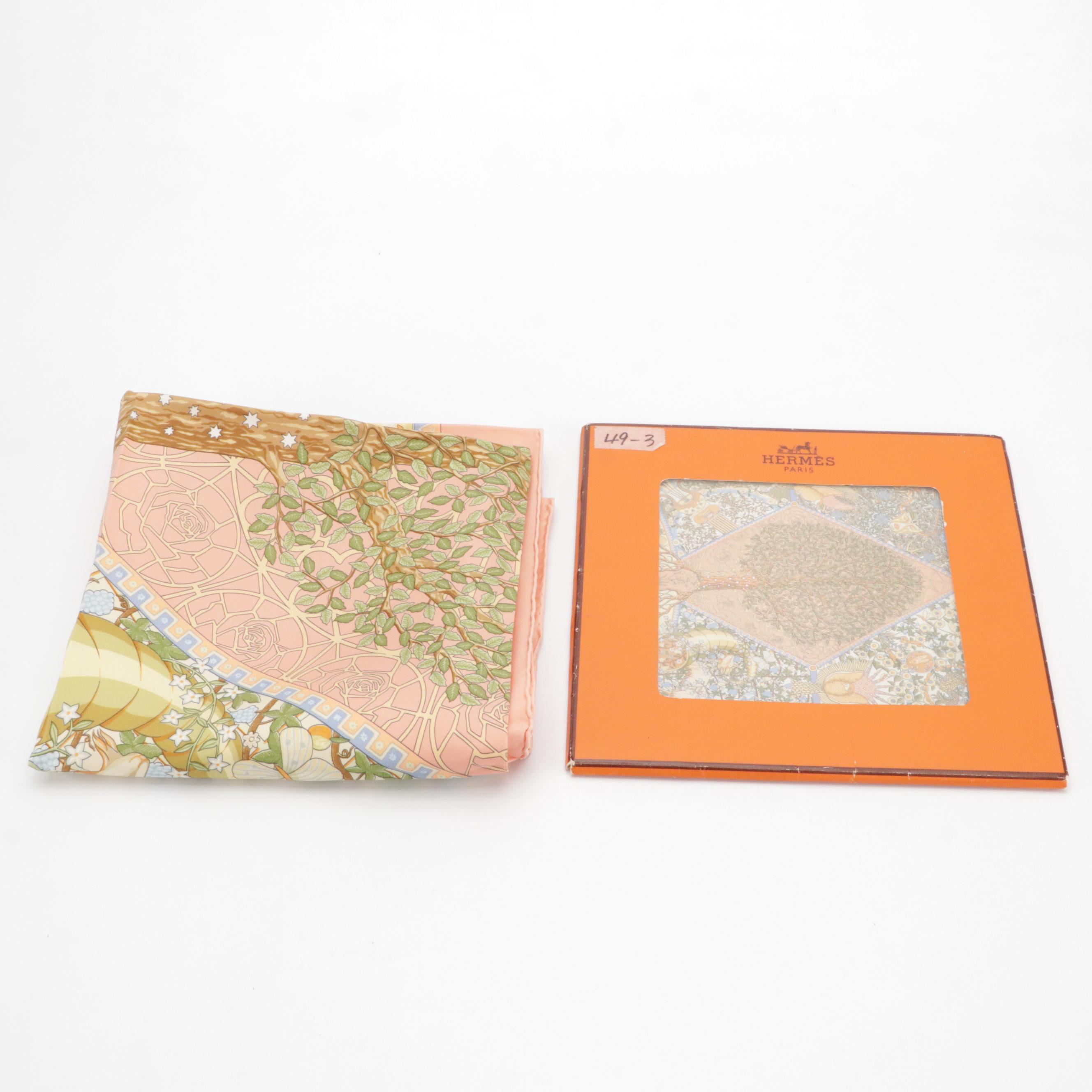 Hermès "Axis Mundi" Silk Twill Scarf 90