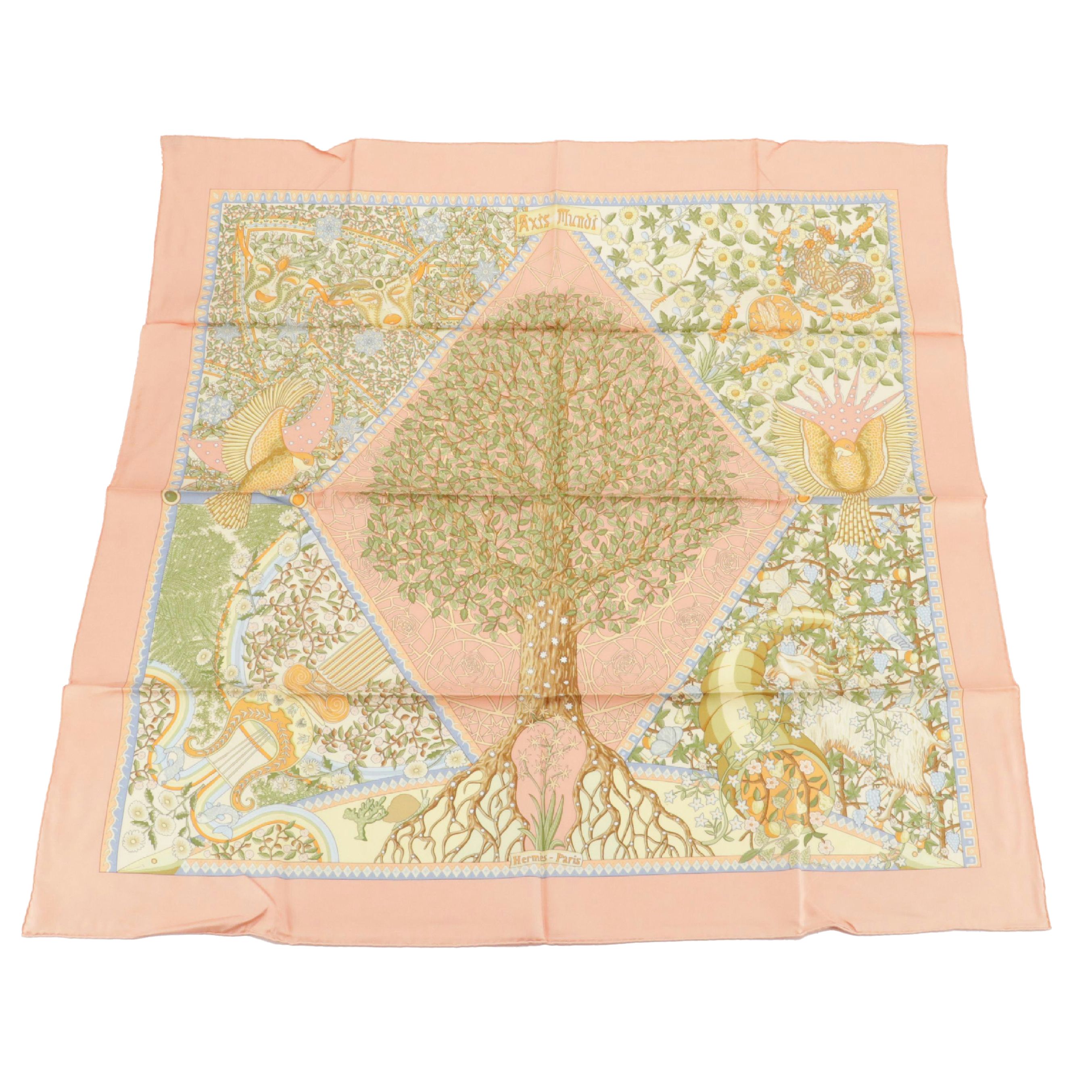 Hermès "Axis Mundi" Silk Twill Scarf 90