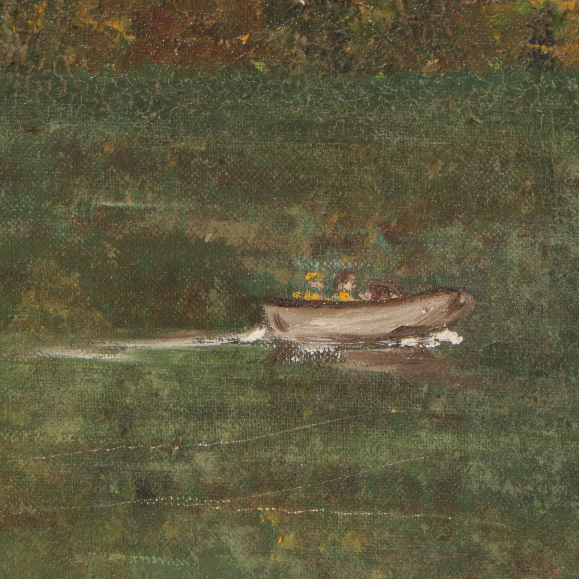 Julie Sowko River Landscape with Boat Dock, Mid to Late 20th Century