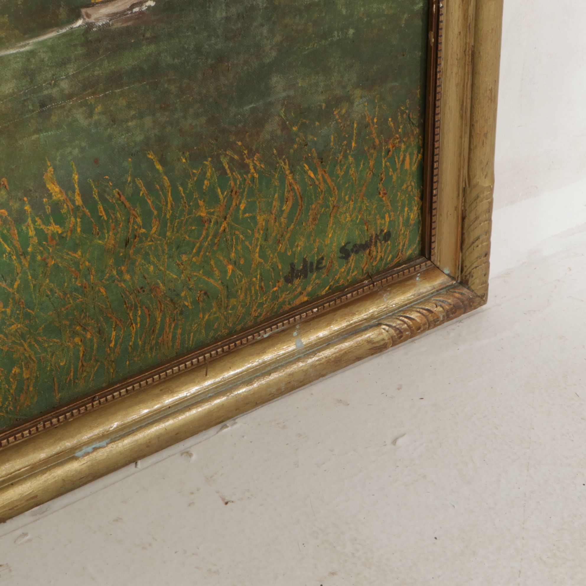 Julie Sowko River Landscape with Boat Dock, Mid to Late 20th Century