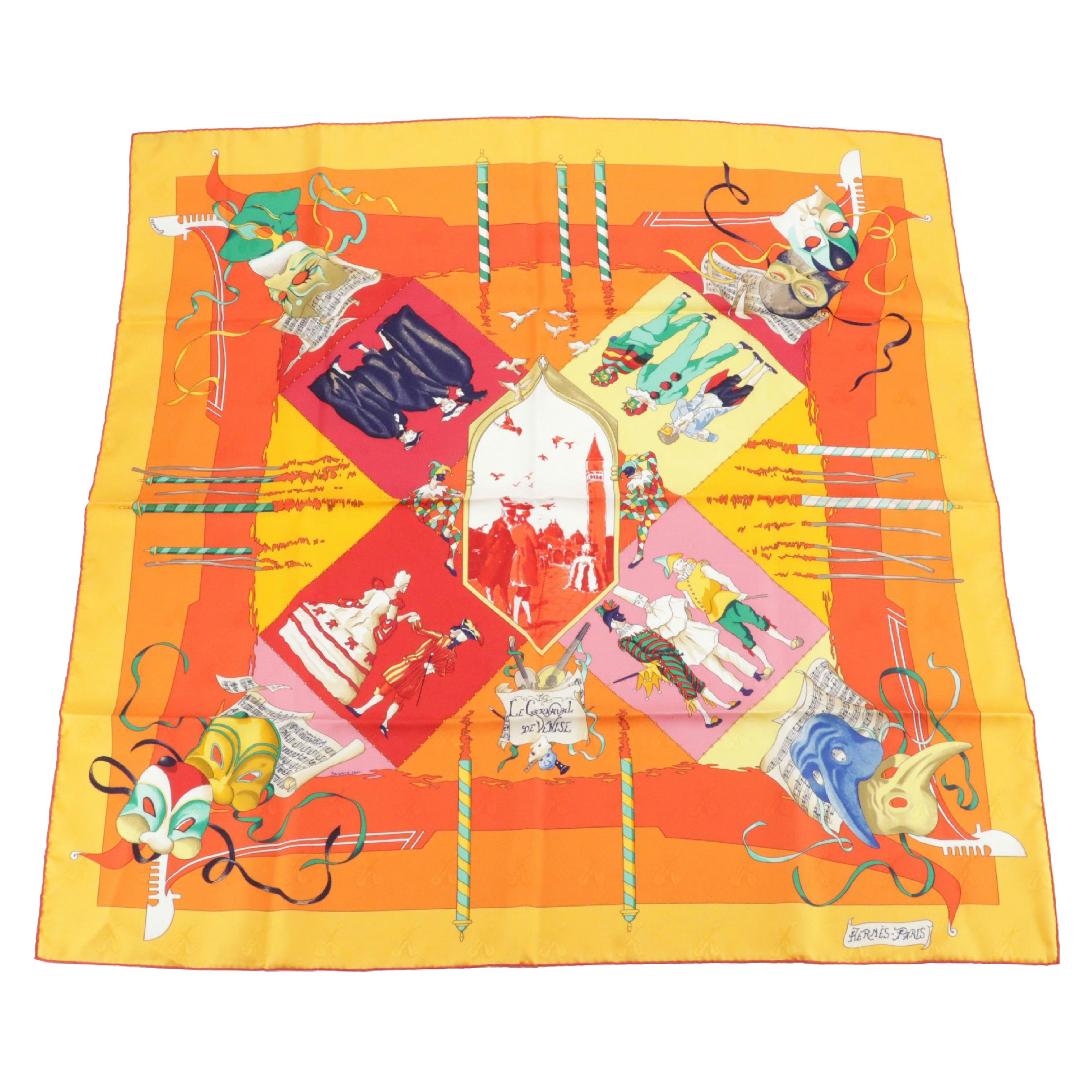 Hermès "Le Carnaval de Venise" Silk Jacquard Scarf 90