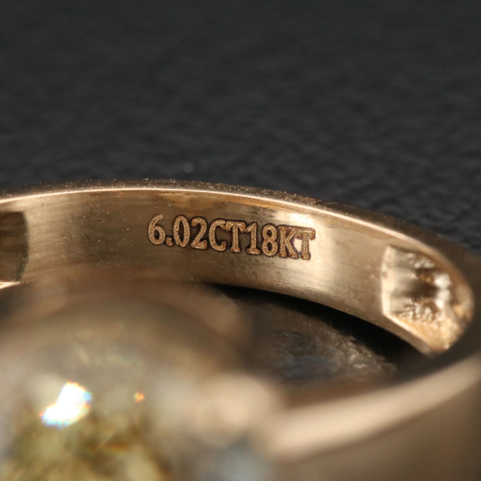 18K 6.02 CT Lab Grown Fancy Yellow Diamond Solitaire Ring with IGI Report