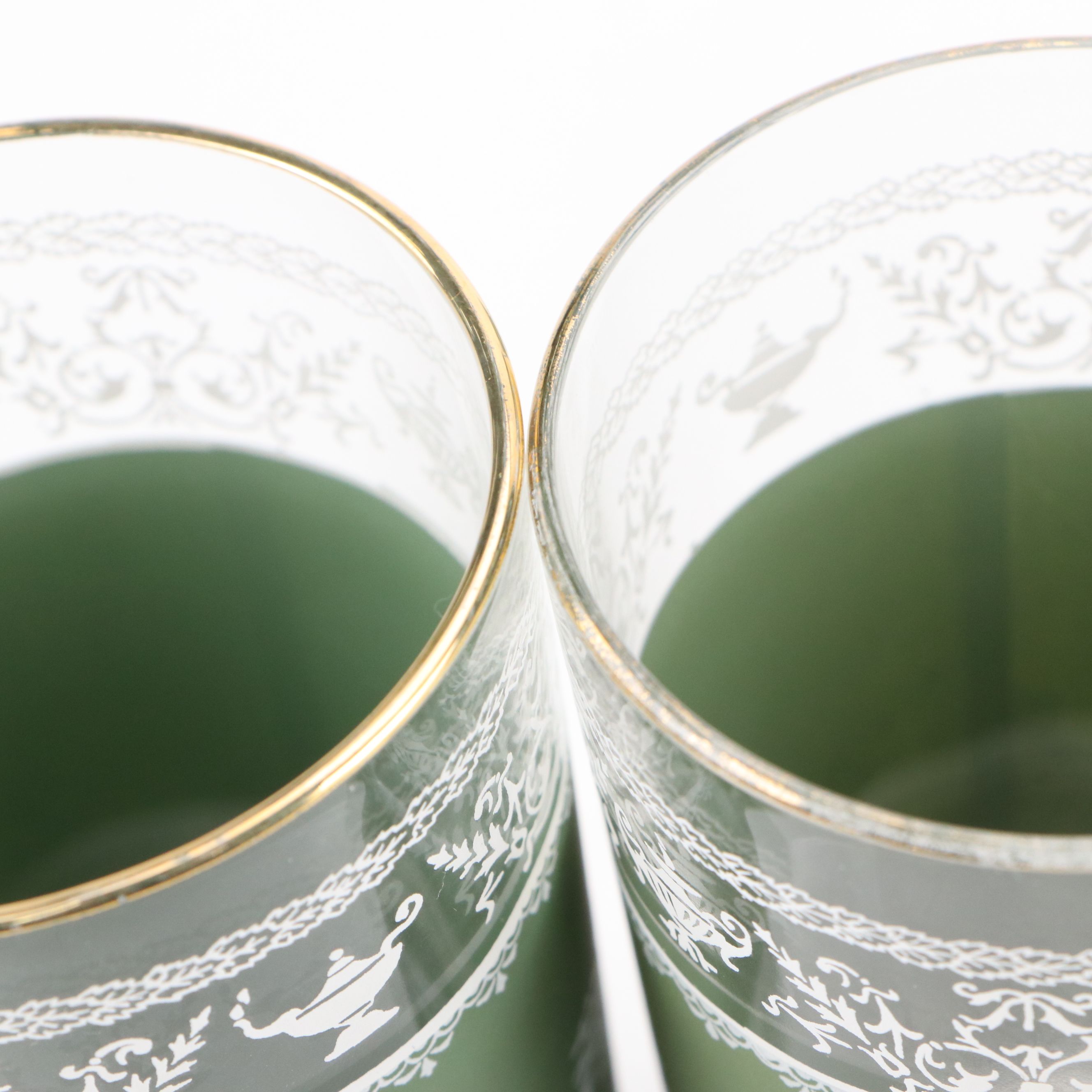 Jeannette Glass "Hellenic Green" Tumblers and Pitcher