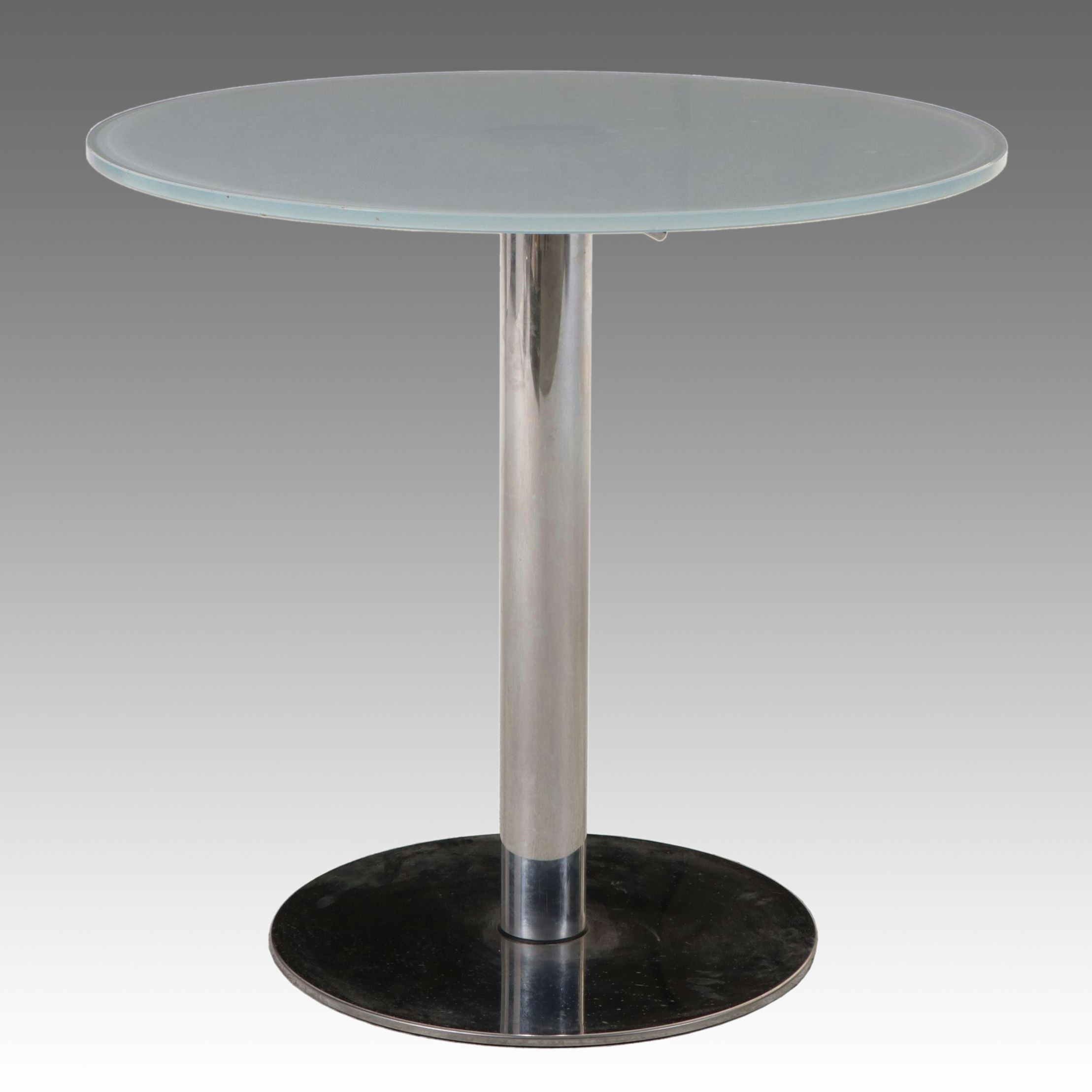 Modernist Style Glass and Chrome Pneumatic Bistro Table