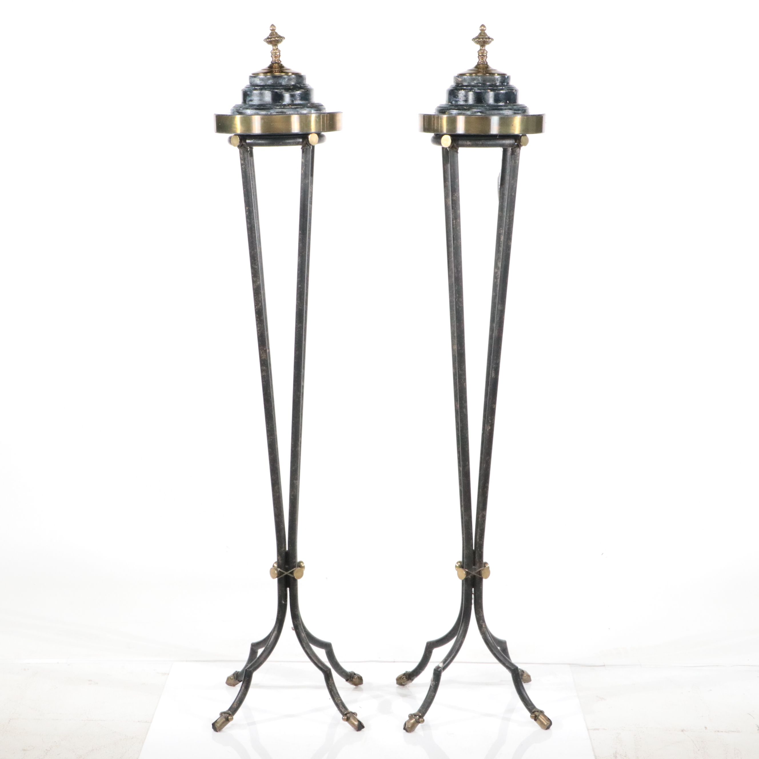 Pair of Directoire Style Metal Plant Stands after Maitland-Smith