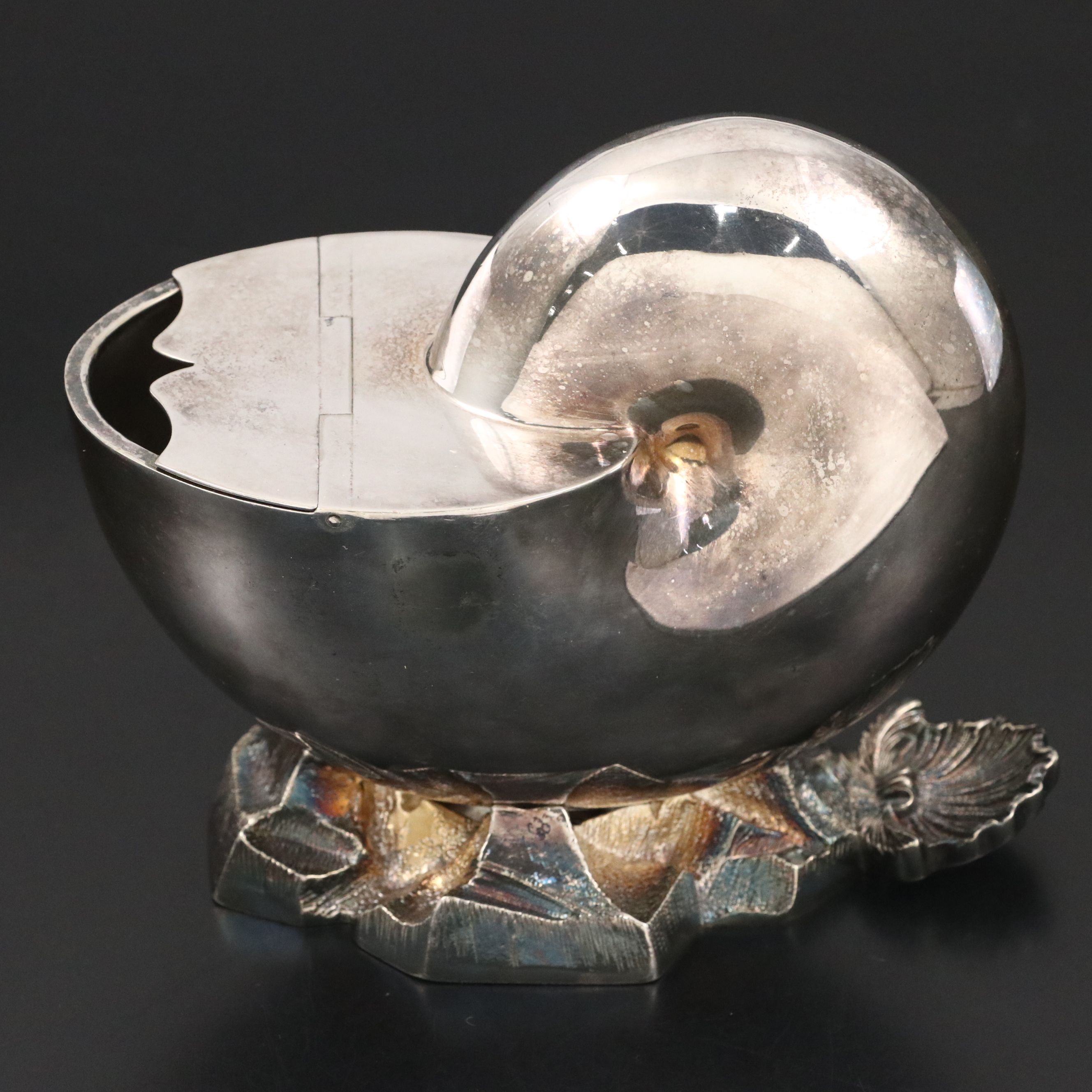 WH & S Nautilus Shell Silver Plate Spoon Warmer