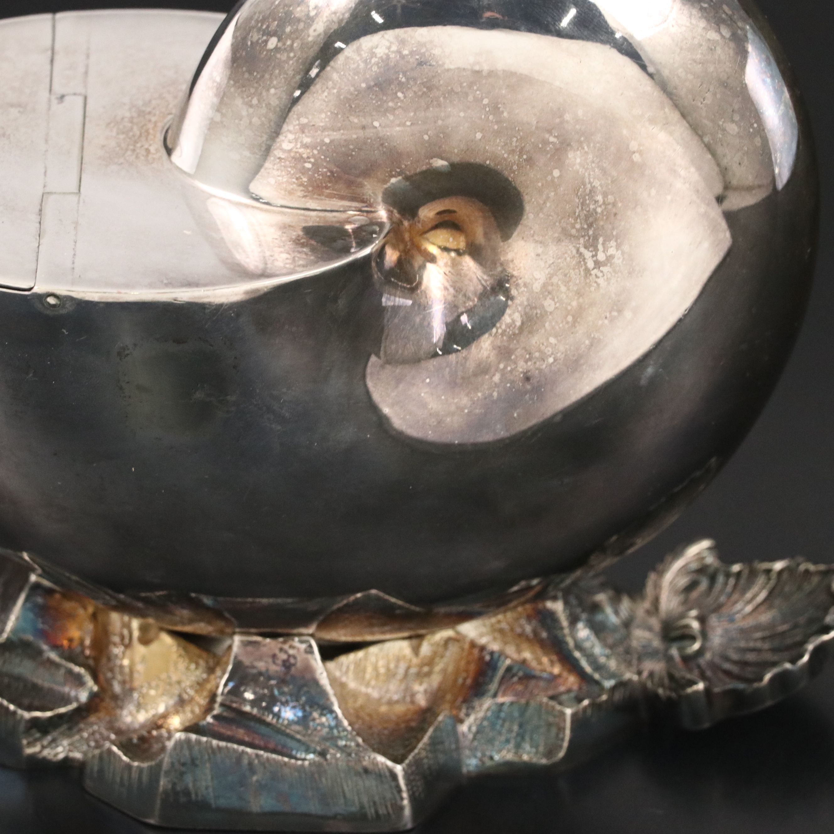 WH & S Nautilus Shell Silver Plate Spoon Warmer