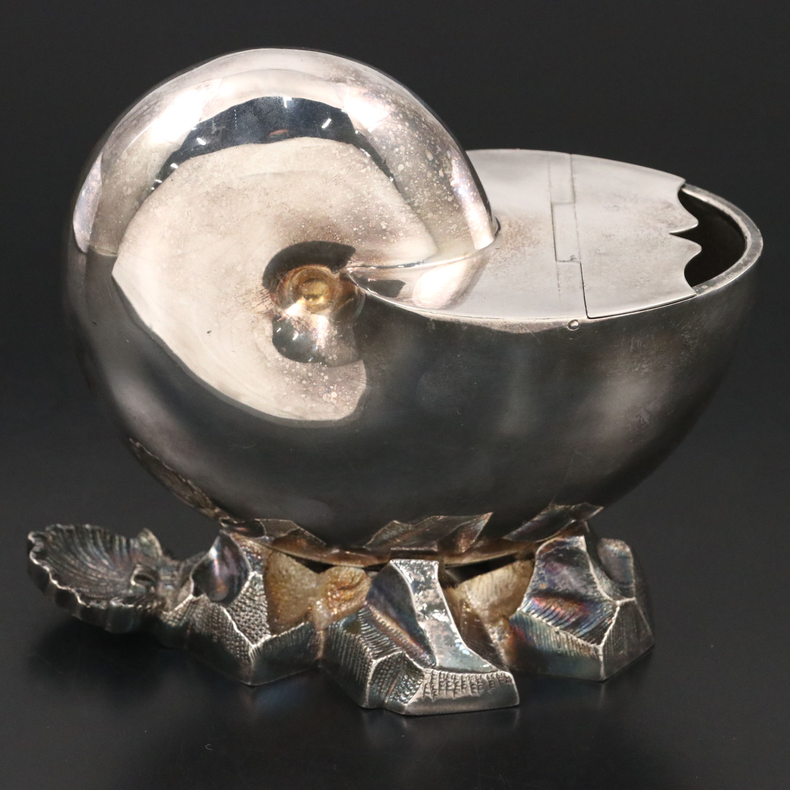 WH & S Nautilus Shell Silver Plate Spoon Warmer