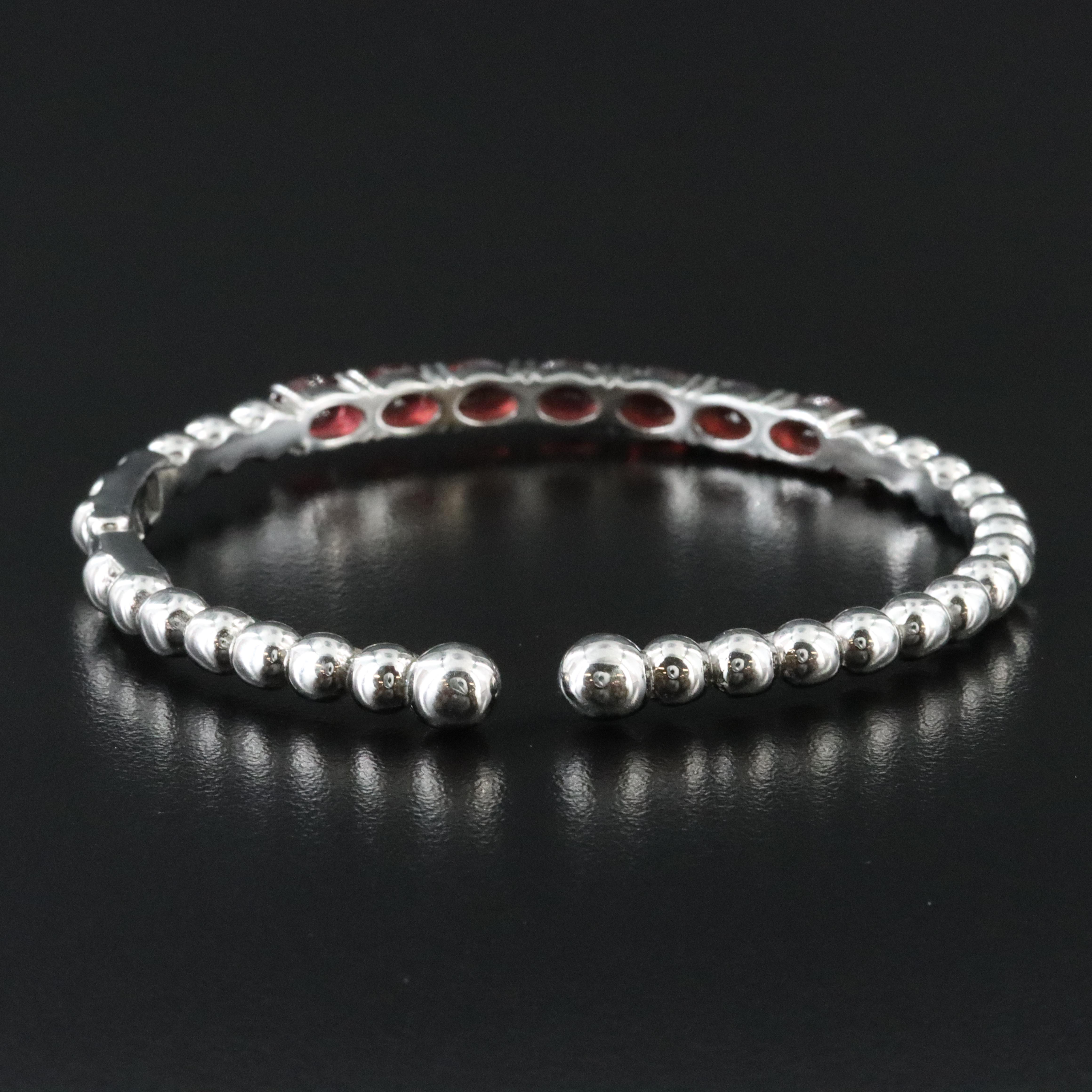Stainless Steel Garnet Hinged Cuff