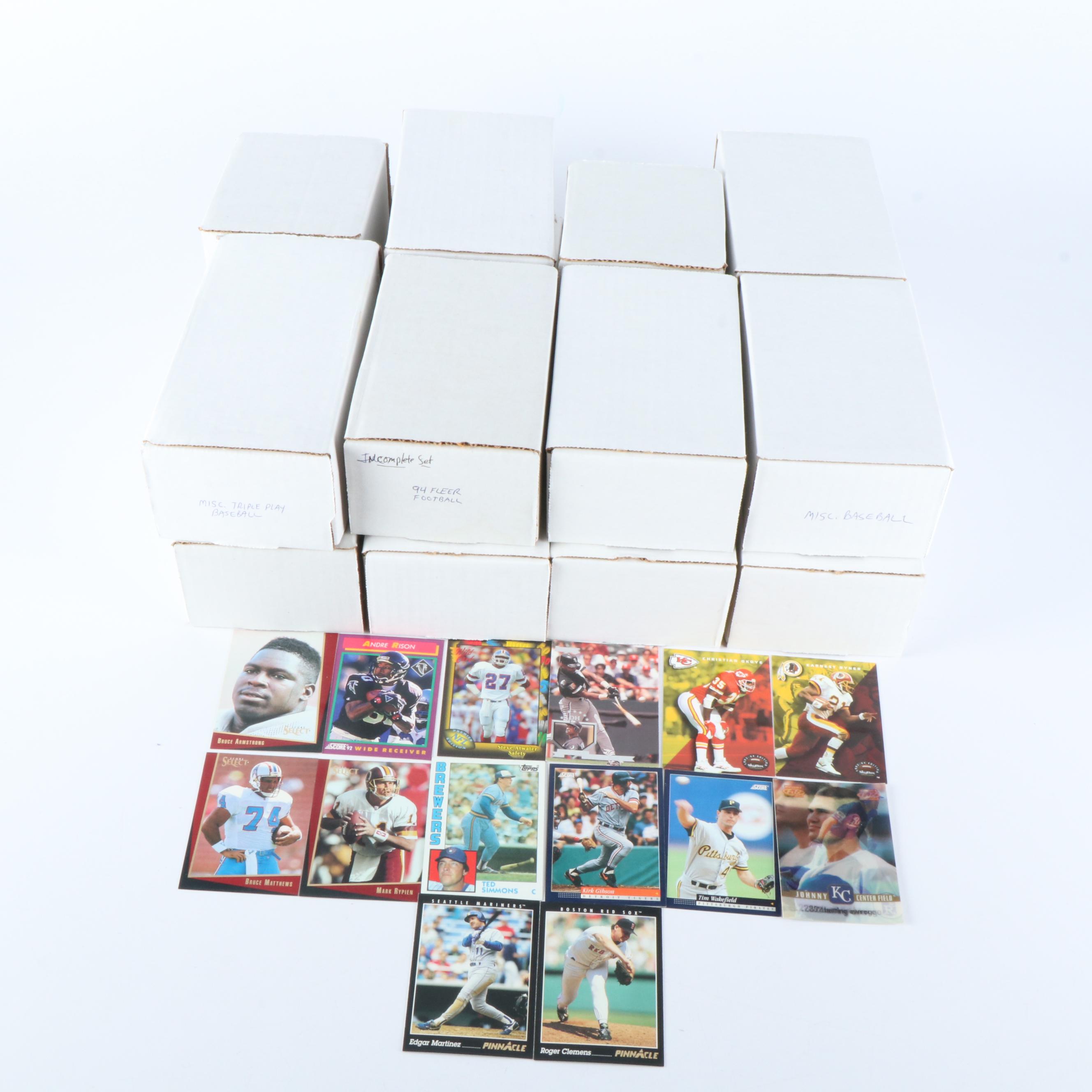 Sixteen Boxes of Baseball and Football Cards, 1980s to 1990s