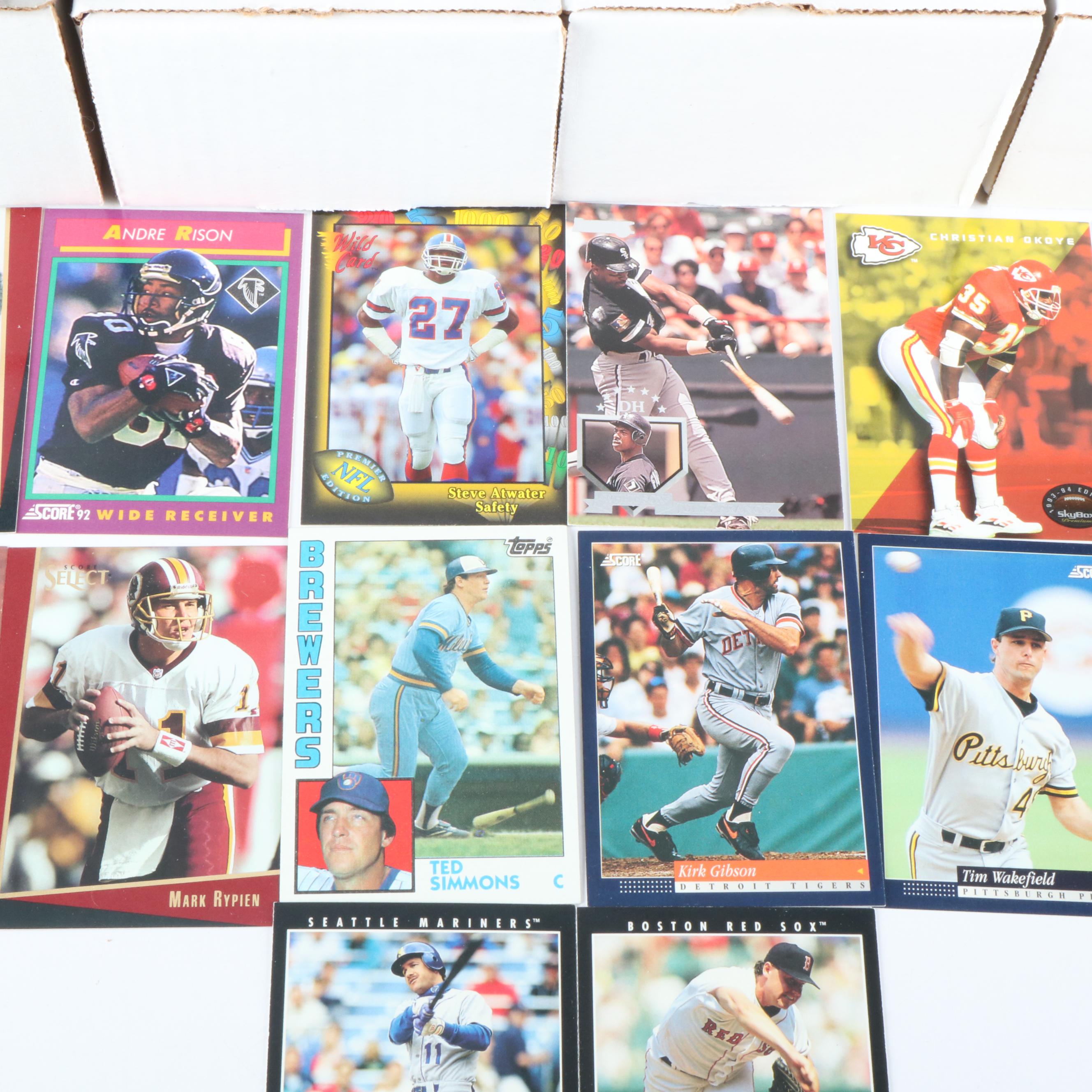 Sixteen Boxes of Baseball and Football Cards, 1980s to 1990s