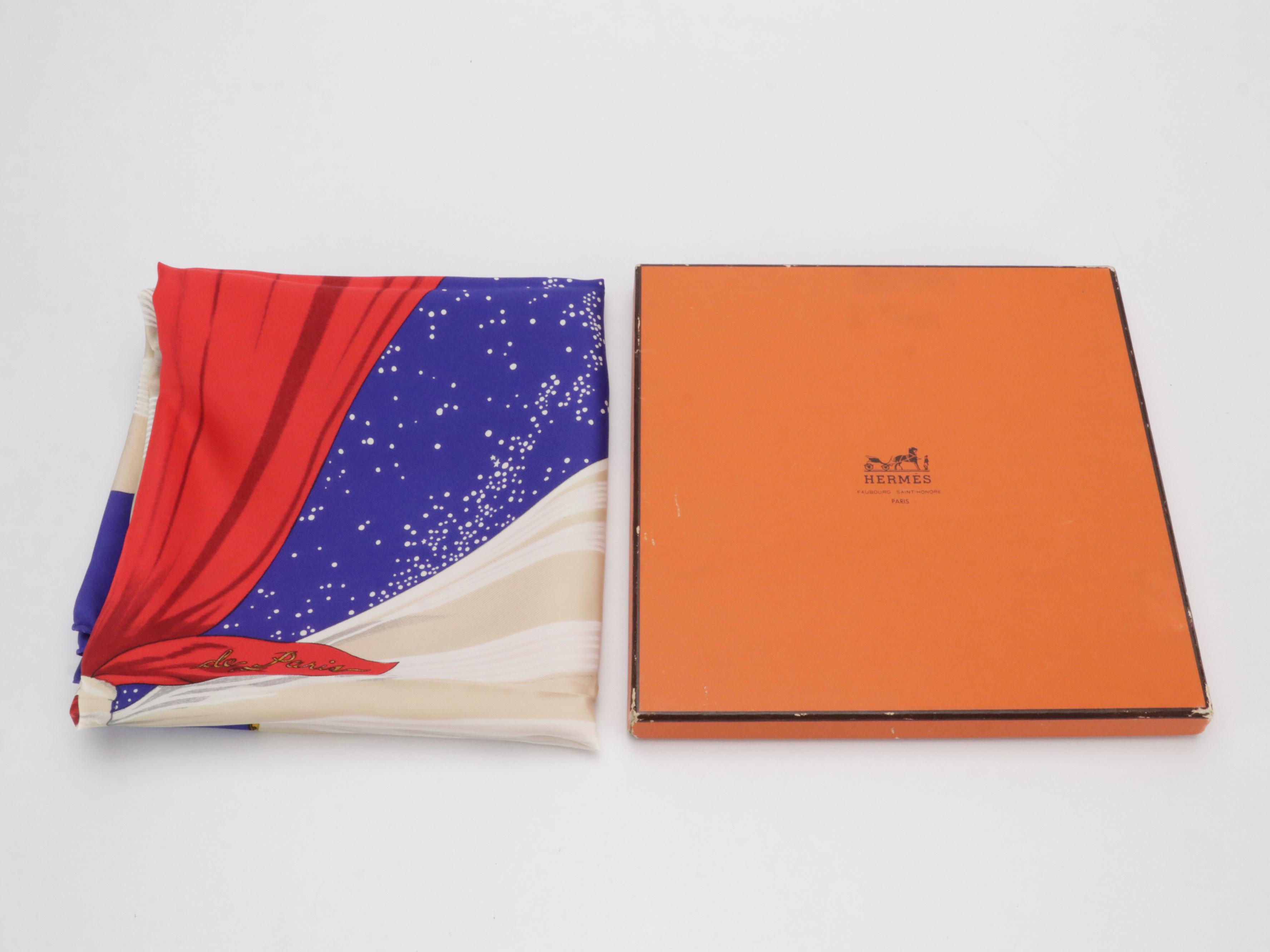 Hermès "Souvenirs de Paris" Scarf 90 in Silk Twill with Box