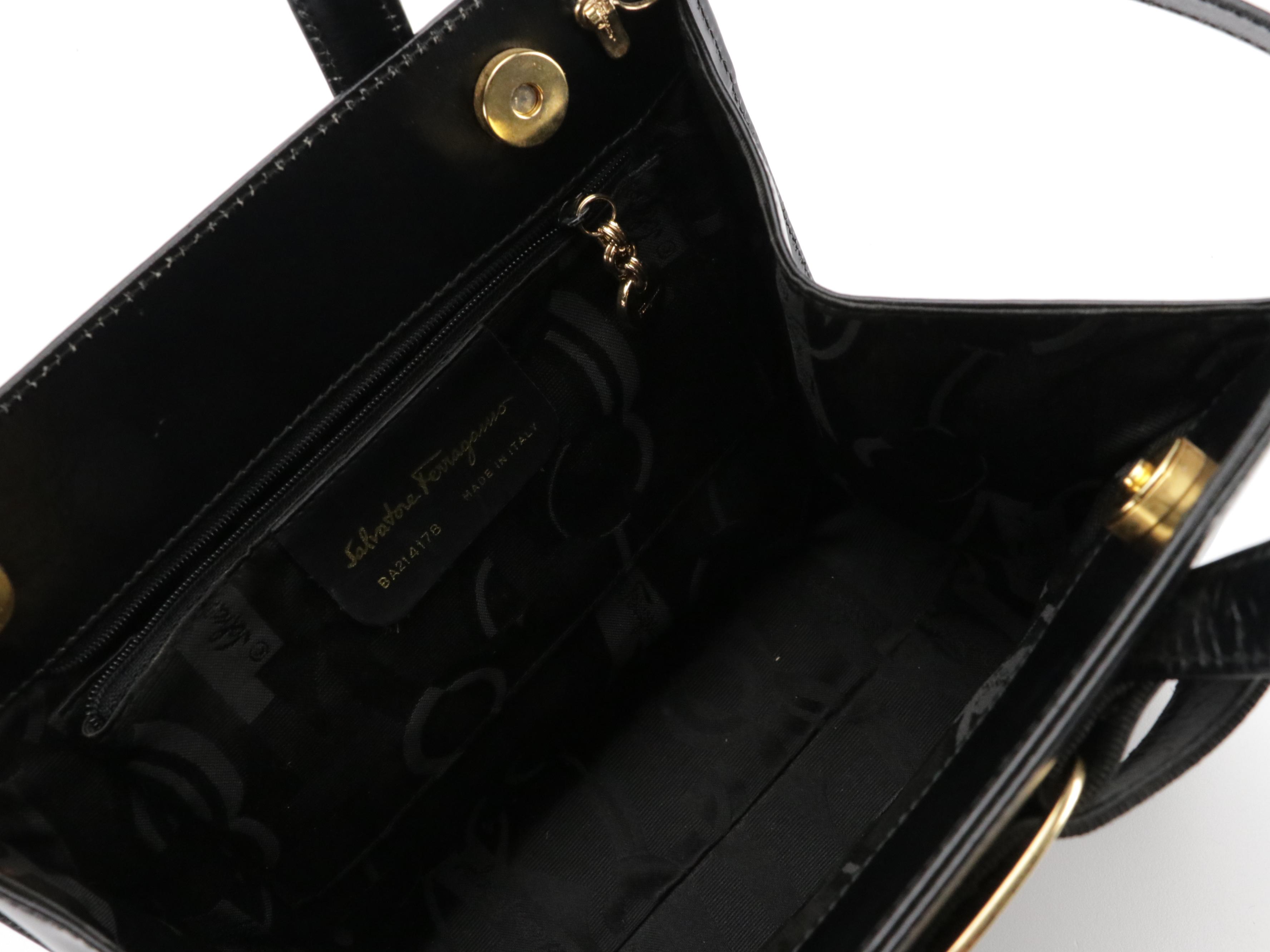 Salvatore Ferragamo Vara Bow Two-Way Bag in Black Leather