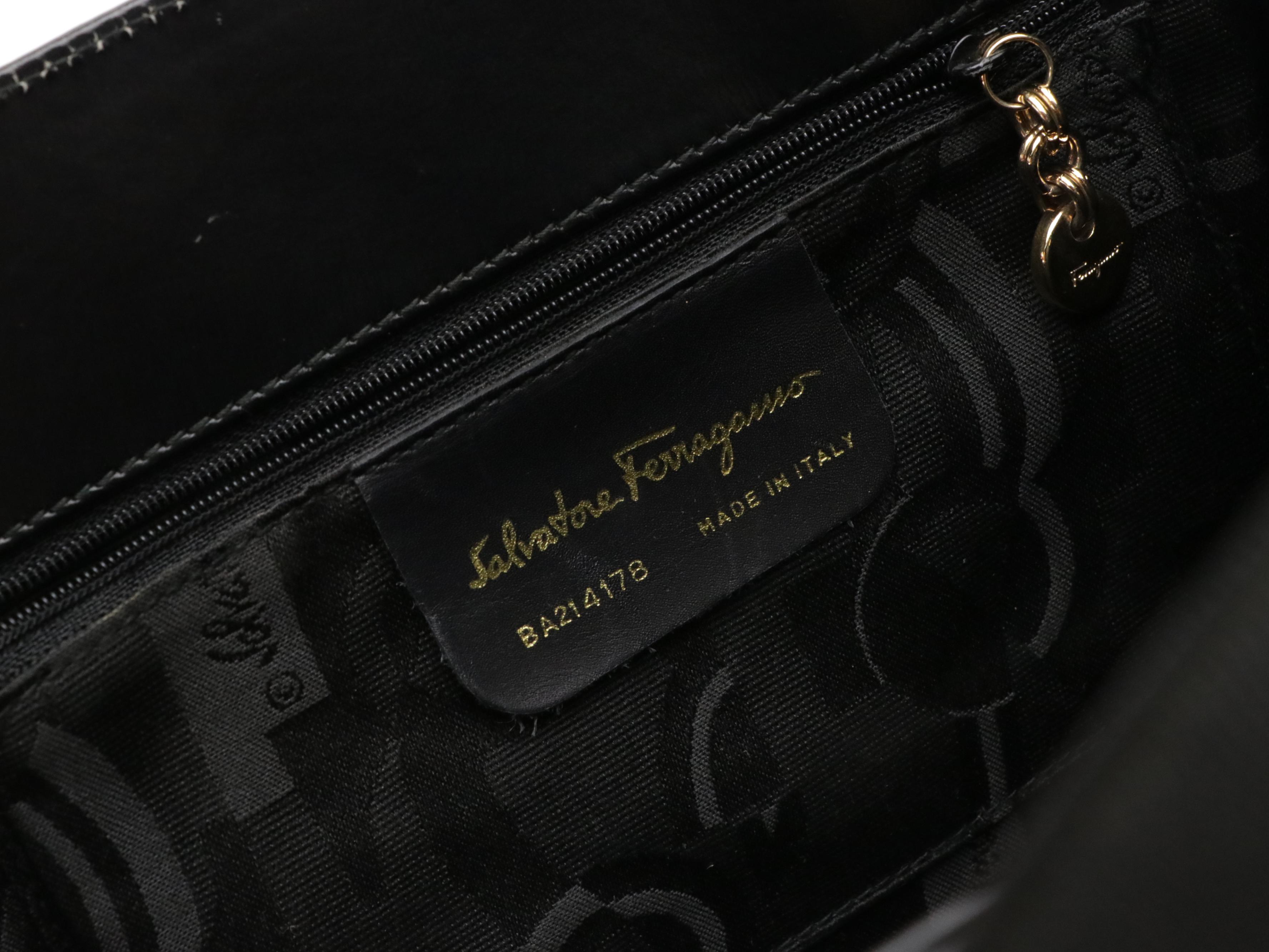 Salvatore Ferragamo Vara Bow Two-Way Bag in Black Leather