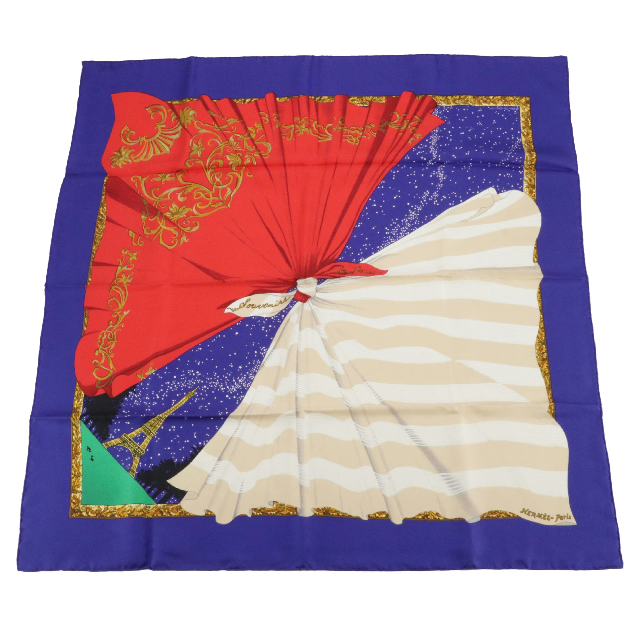 Hermès "Souvenirs de Paris" Scarf 90 in Silk Twill with Box