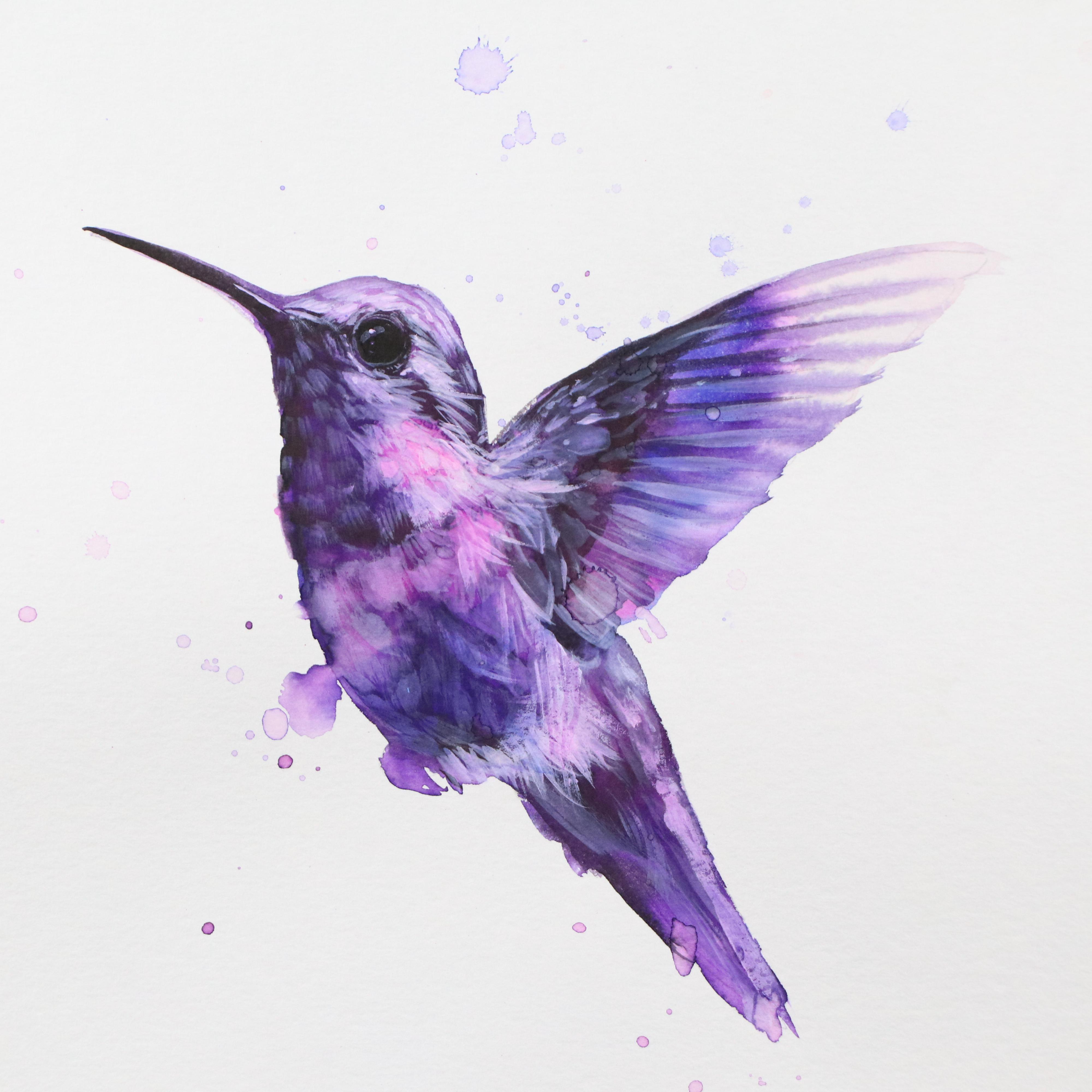 Inga Kovalenko Watercolor Painting of Hummingbird, 2025