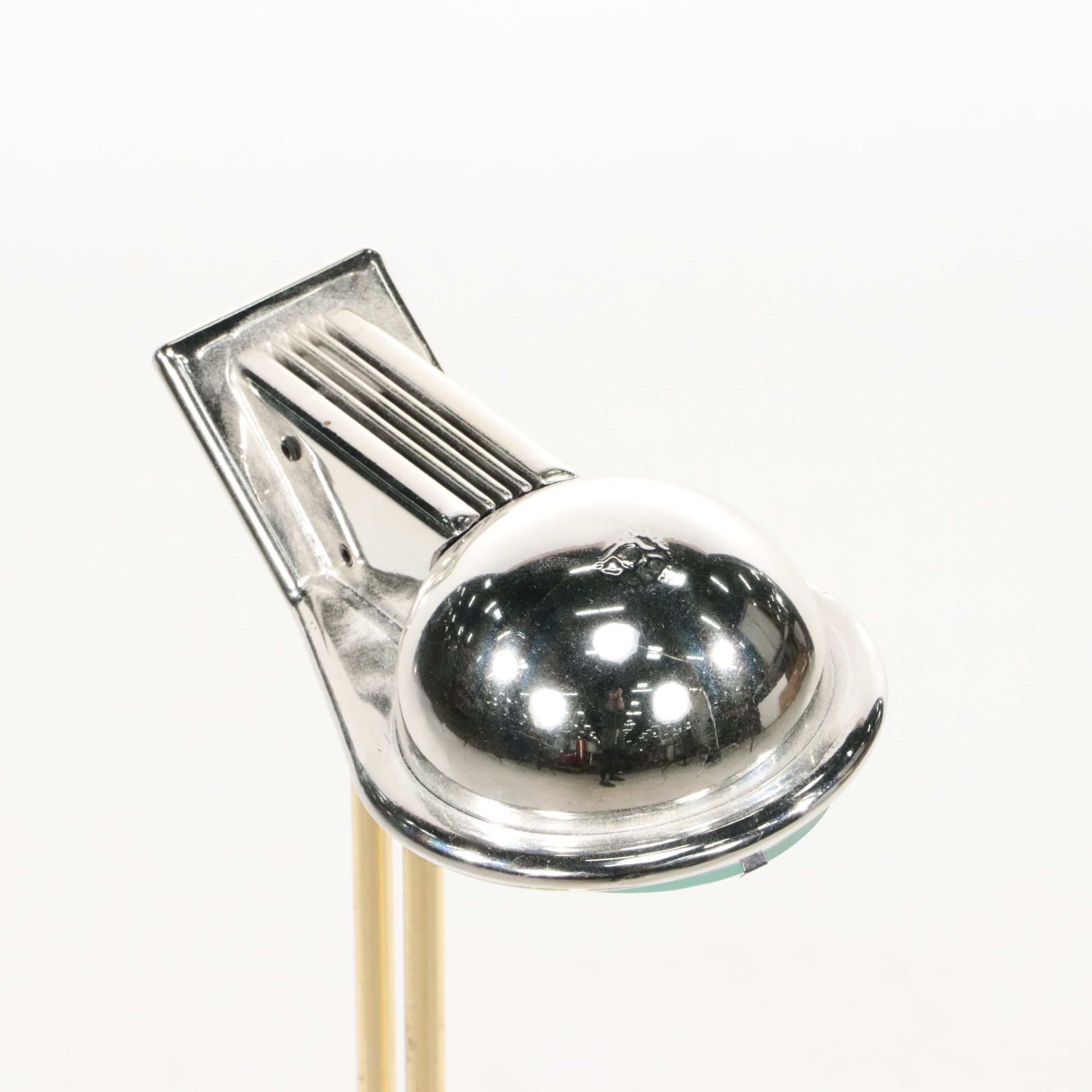 Lacquered Brass and Silver Halogen Desk Lamp