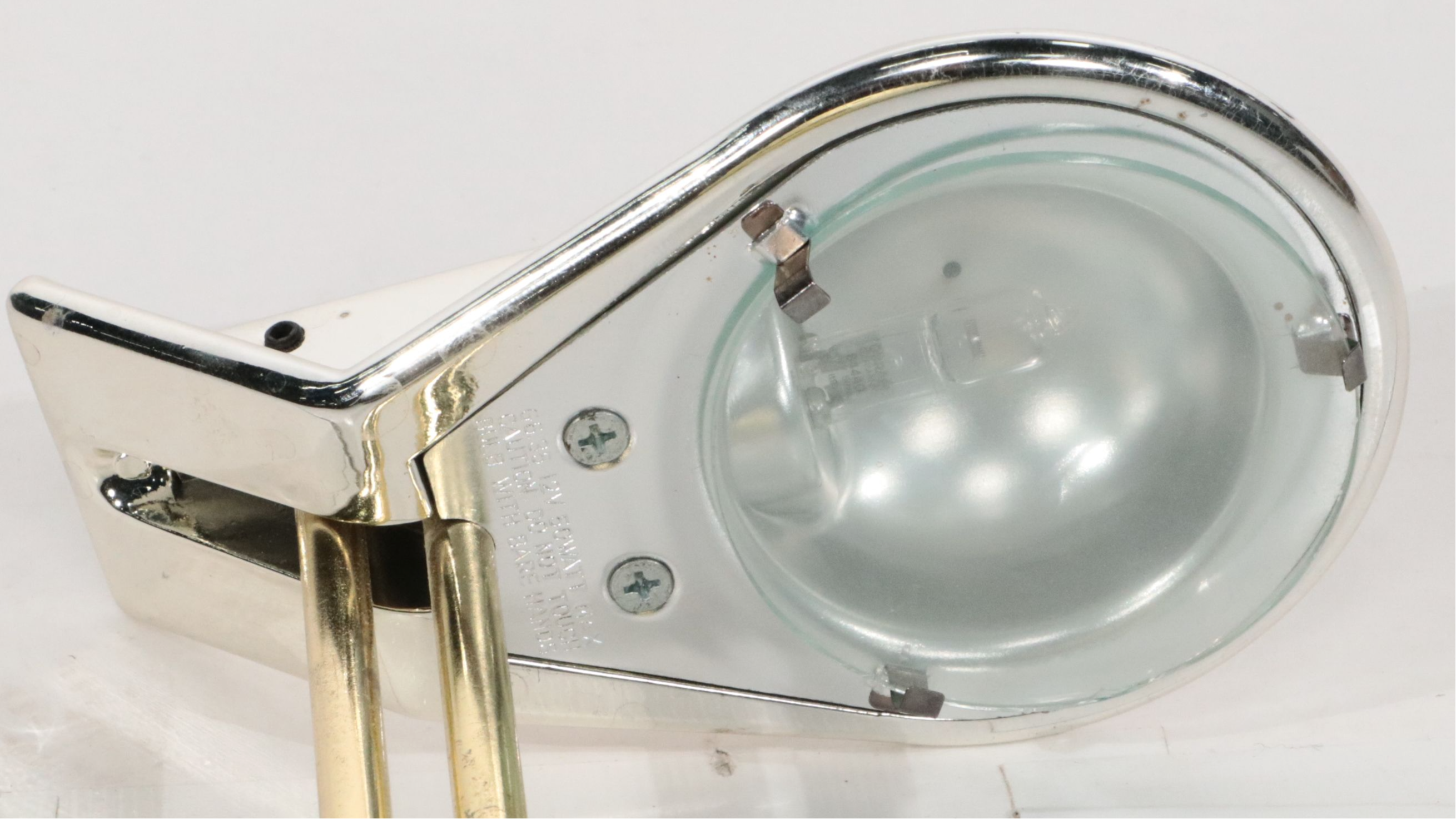 Lacquered Brass and Silver Halogen Desk Lamp