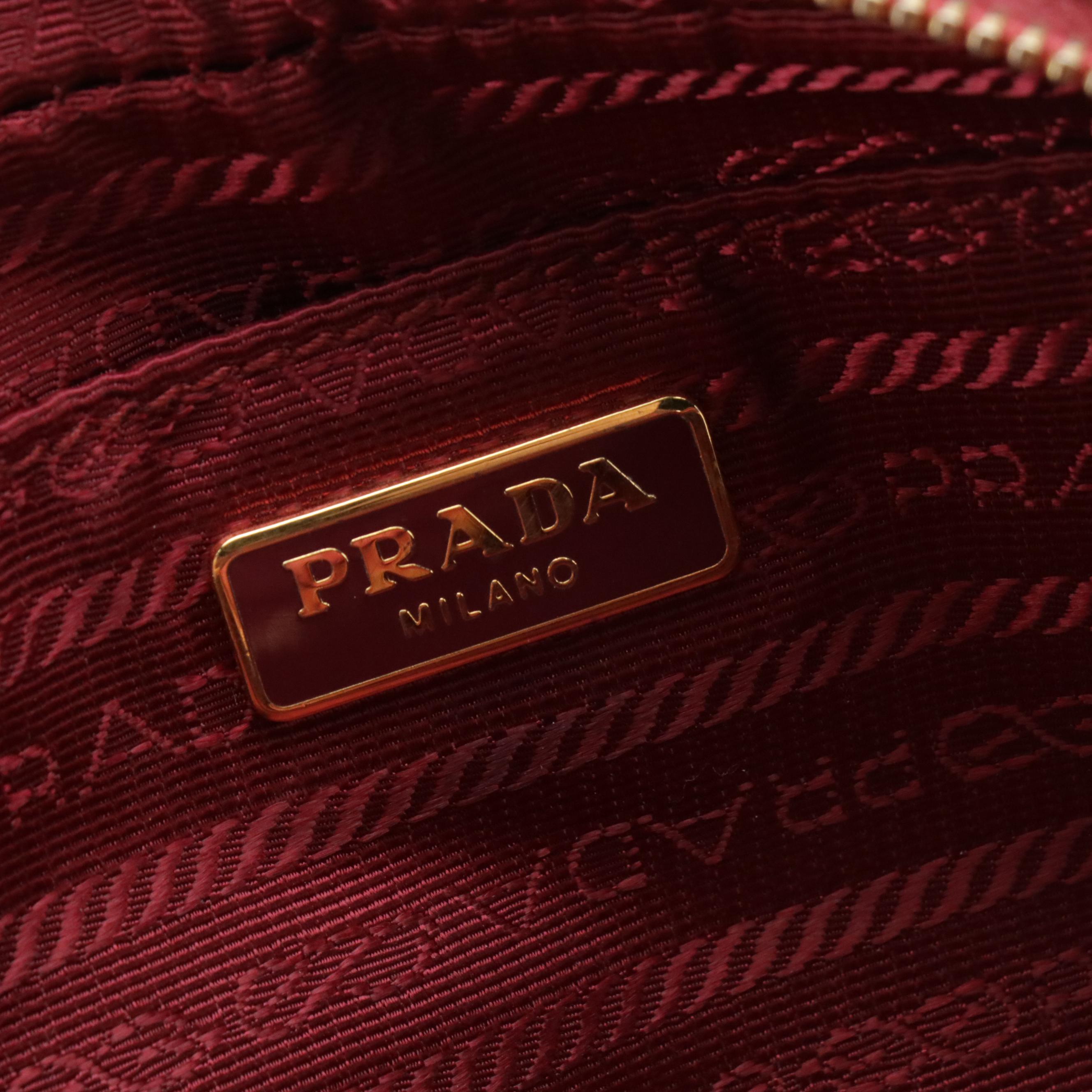 Prada Mini Crossbody Zip Pouch in Watermelon Pink Saffiano Leather
