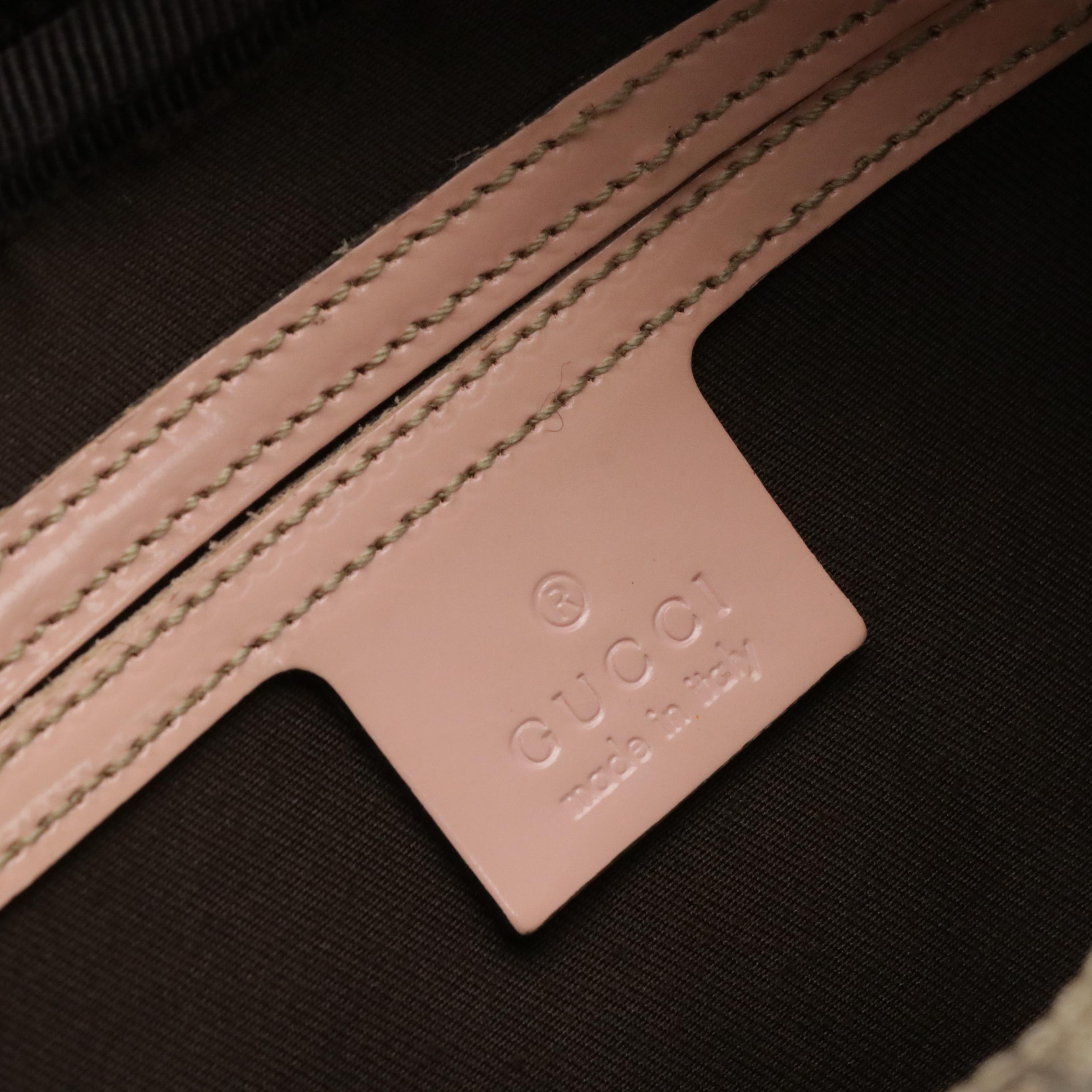 Gucci Front Zip Camera Bag GG Supreme Canvas and Light Pink Leather