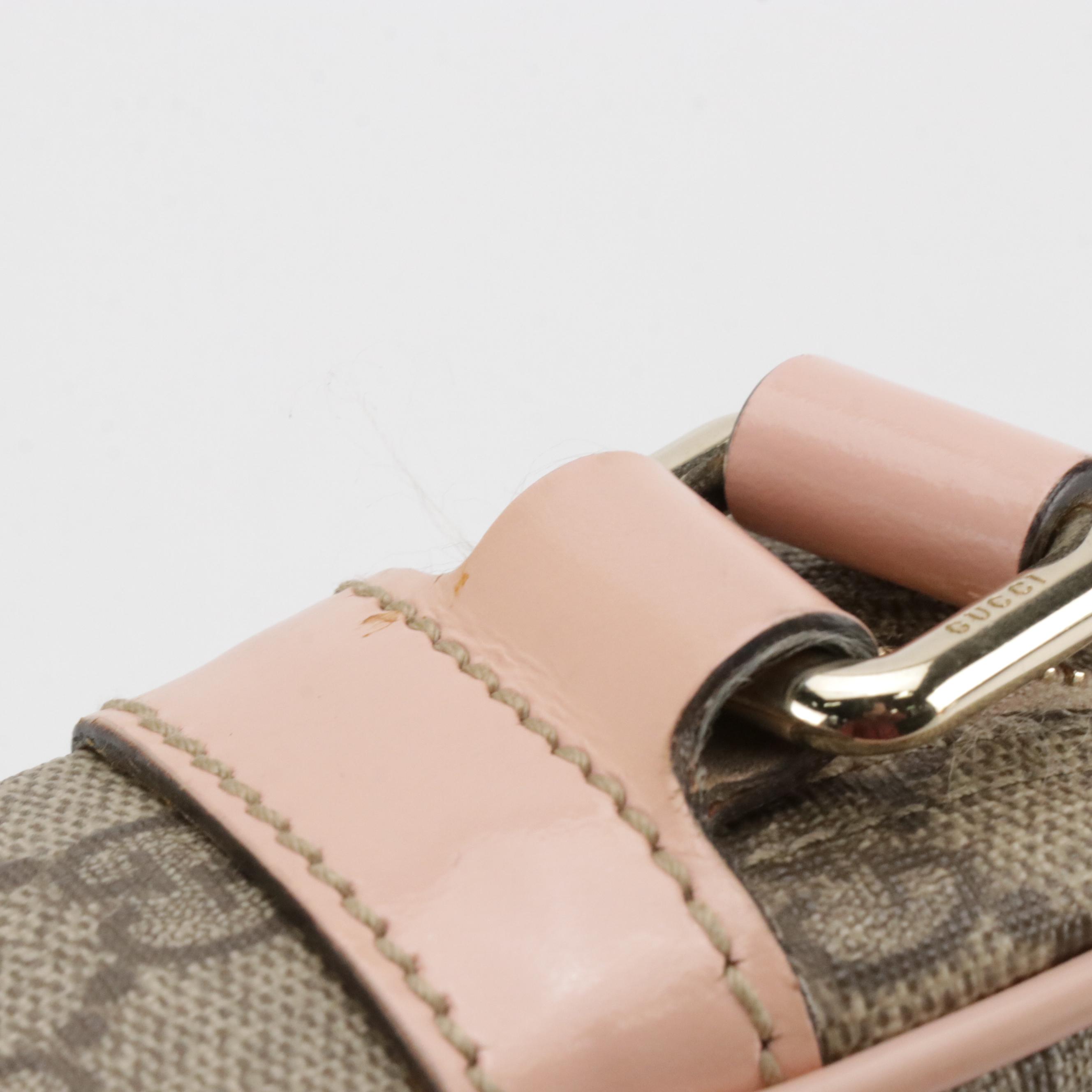 Gucci Front Zip Camera Bag GG Supreme Canvas and Light Pink Leather