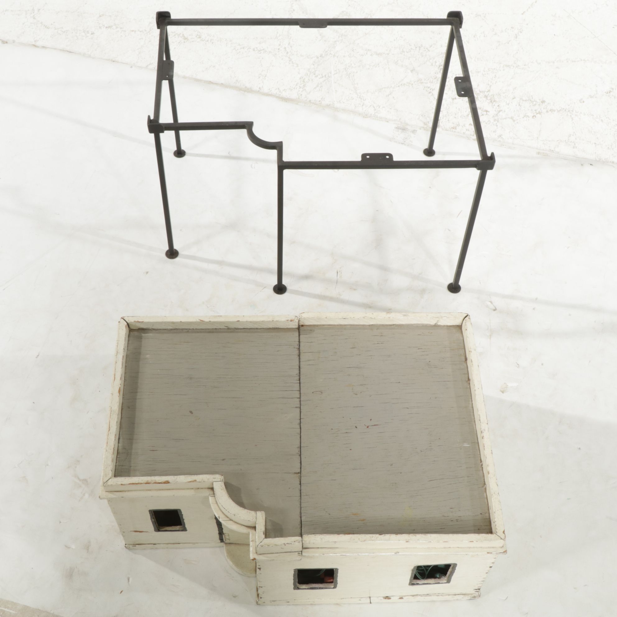 Furnished White Doll House with Table Legs