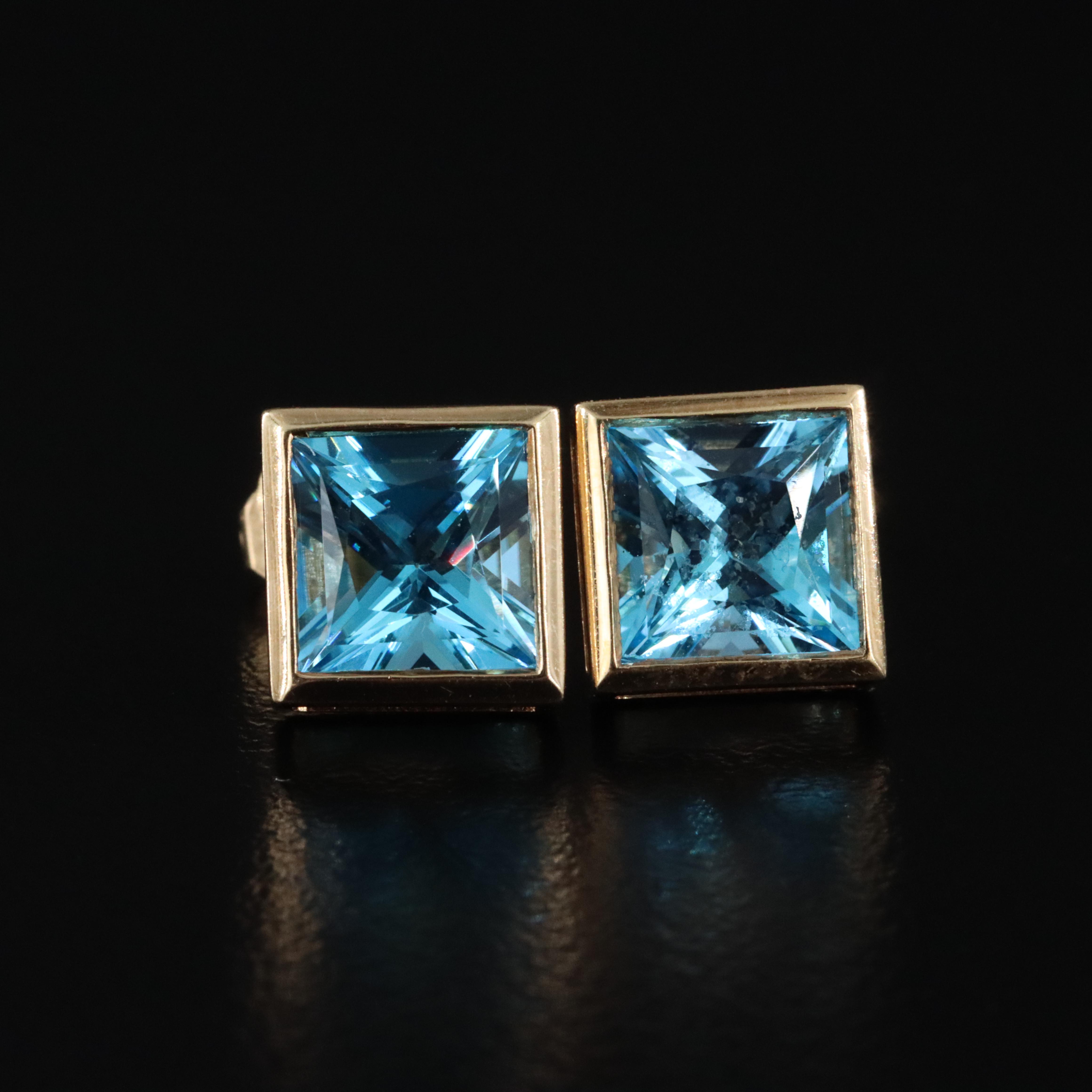 14K Swiss Blue Topaz Pendant Necklace and Earrings