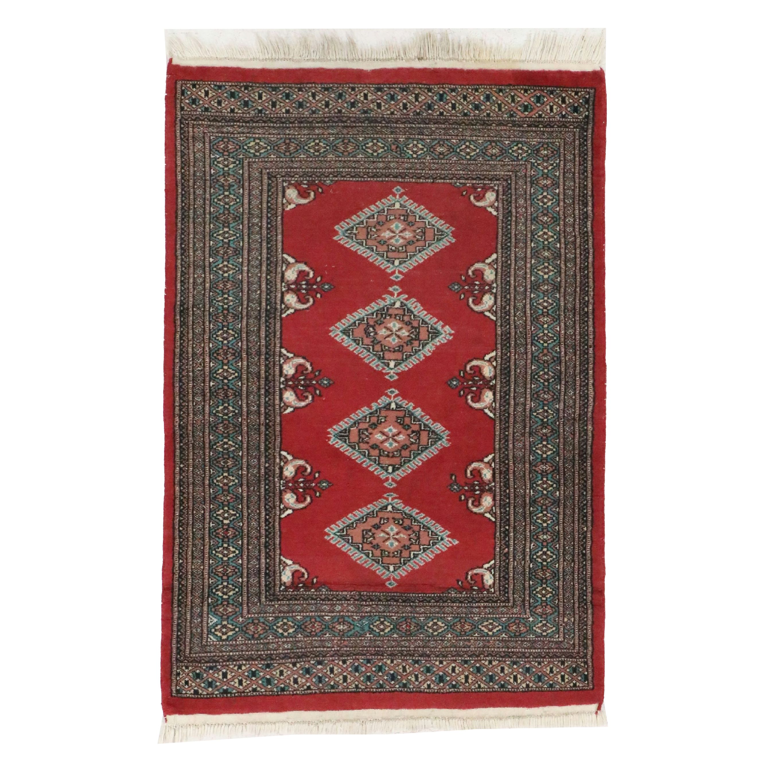 3'3 x 5' Hand-Knotted Pakistani Bokhara Accent Rug