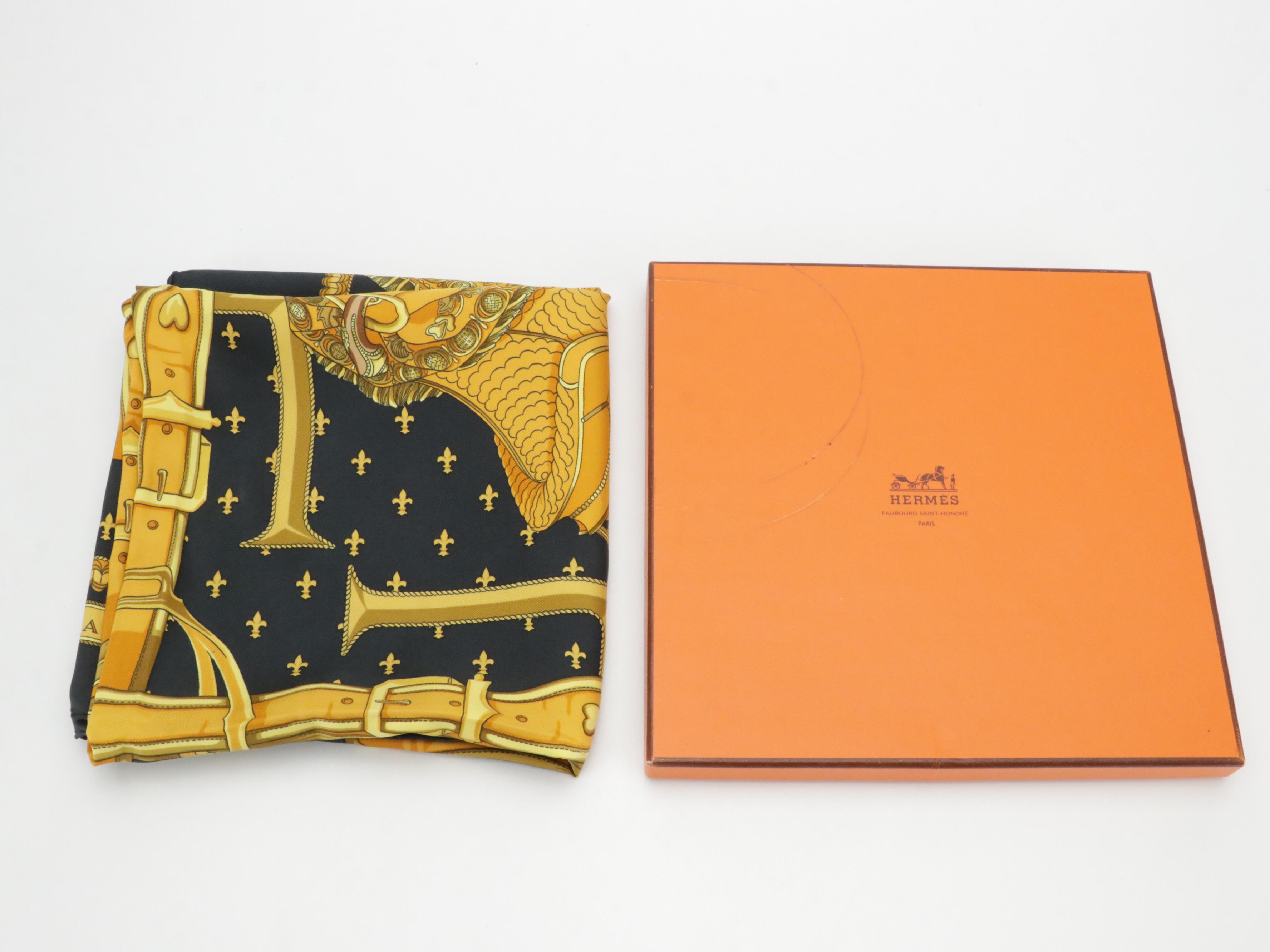 Hermès "Selles a Housse" Silk Twill Scarf 90 in Box