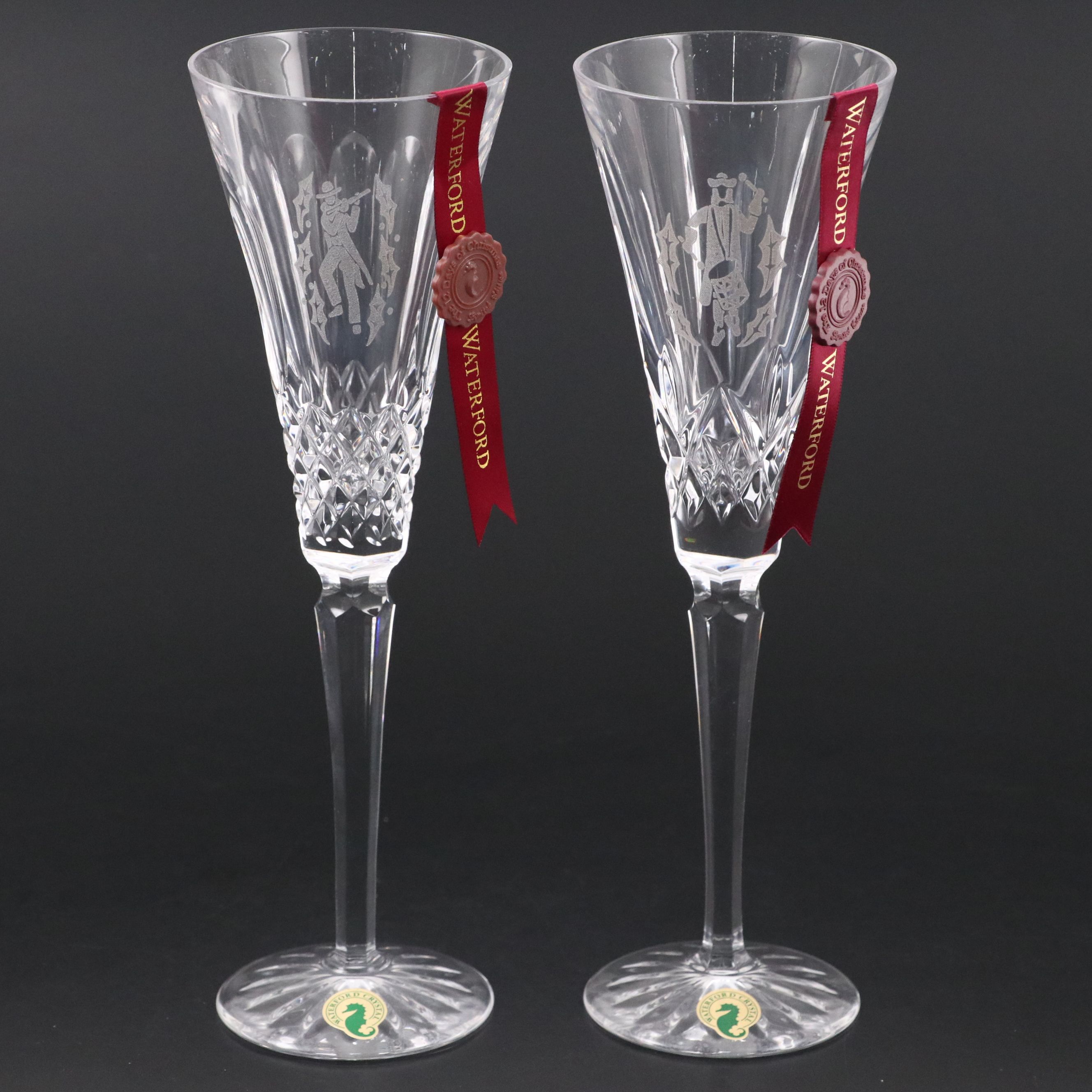 Waterford "Lismore" Drummers and "Colleen" Pipers 12 Days of Christmas Flutes