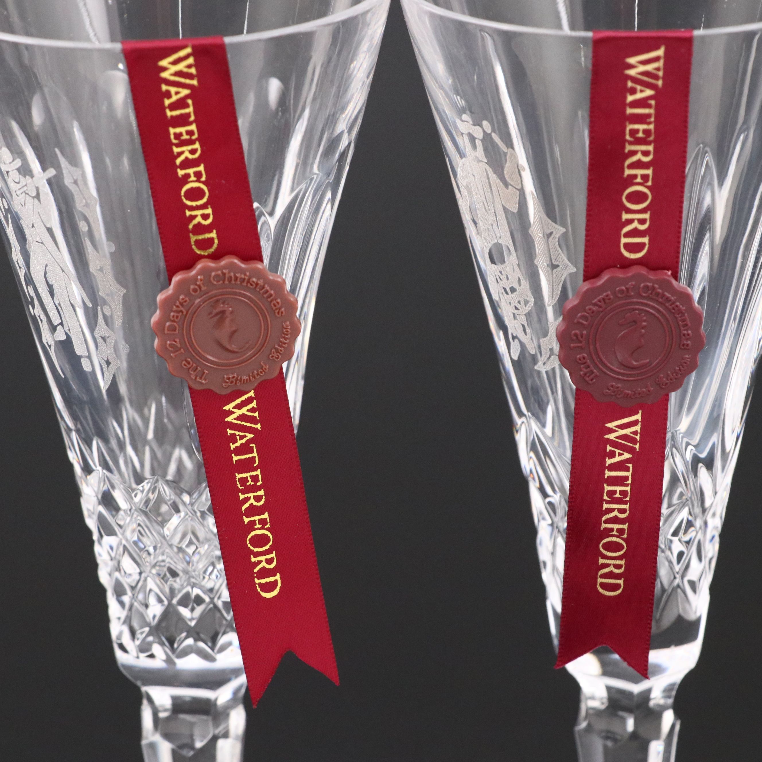 Waterford "Lismore" Drummers and "Colleen" Pipers 12 Days of Christmas Flutes