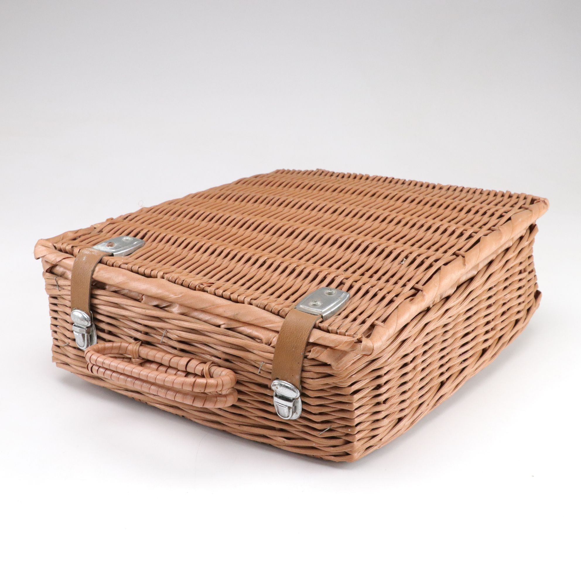 Apothecary Bottles for Colds, Pain and Ailments with Wicker Picnic Basket