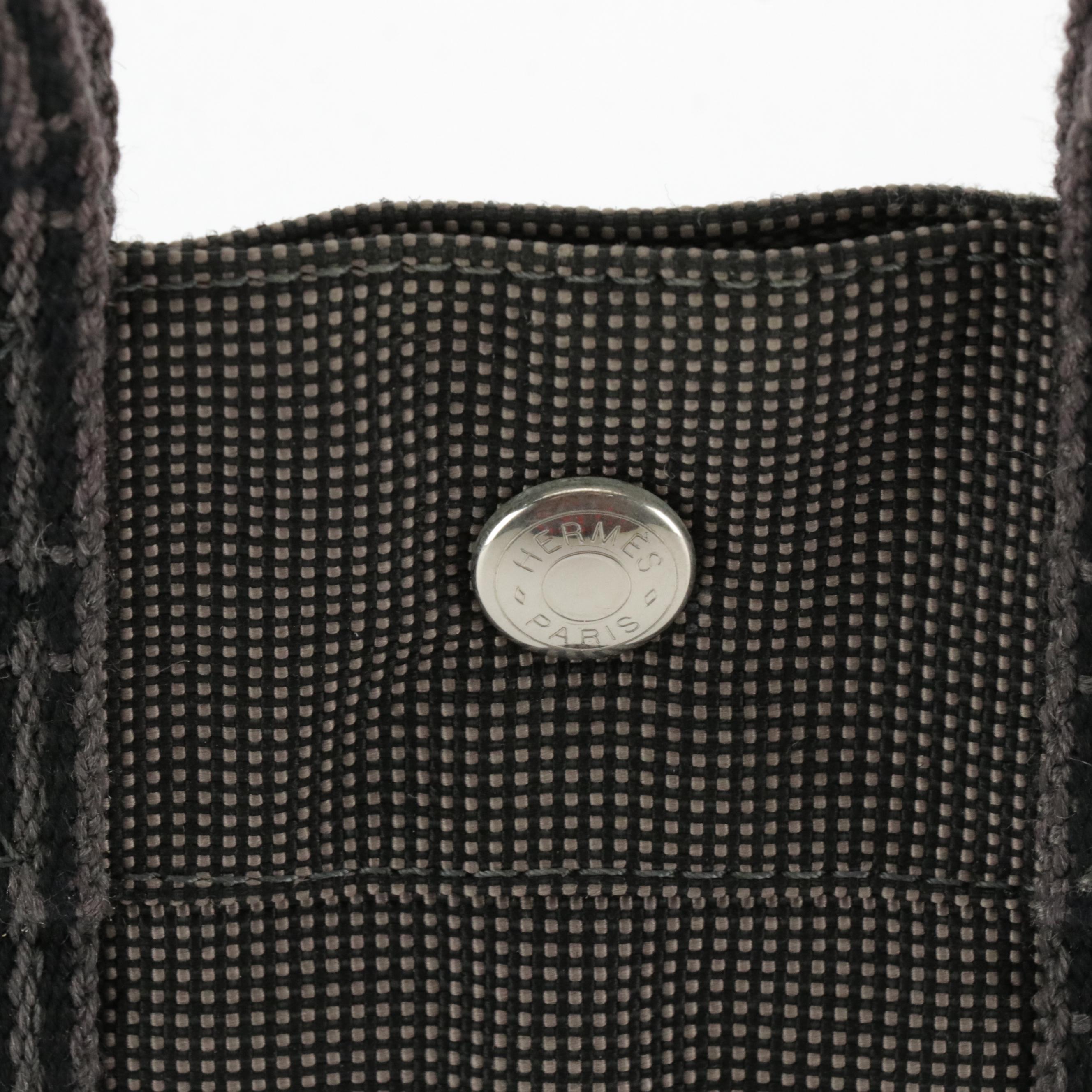 Hermès Toile Canvas Herline Tote PM in Grey/Black