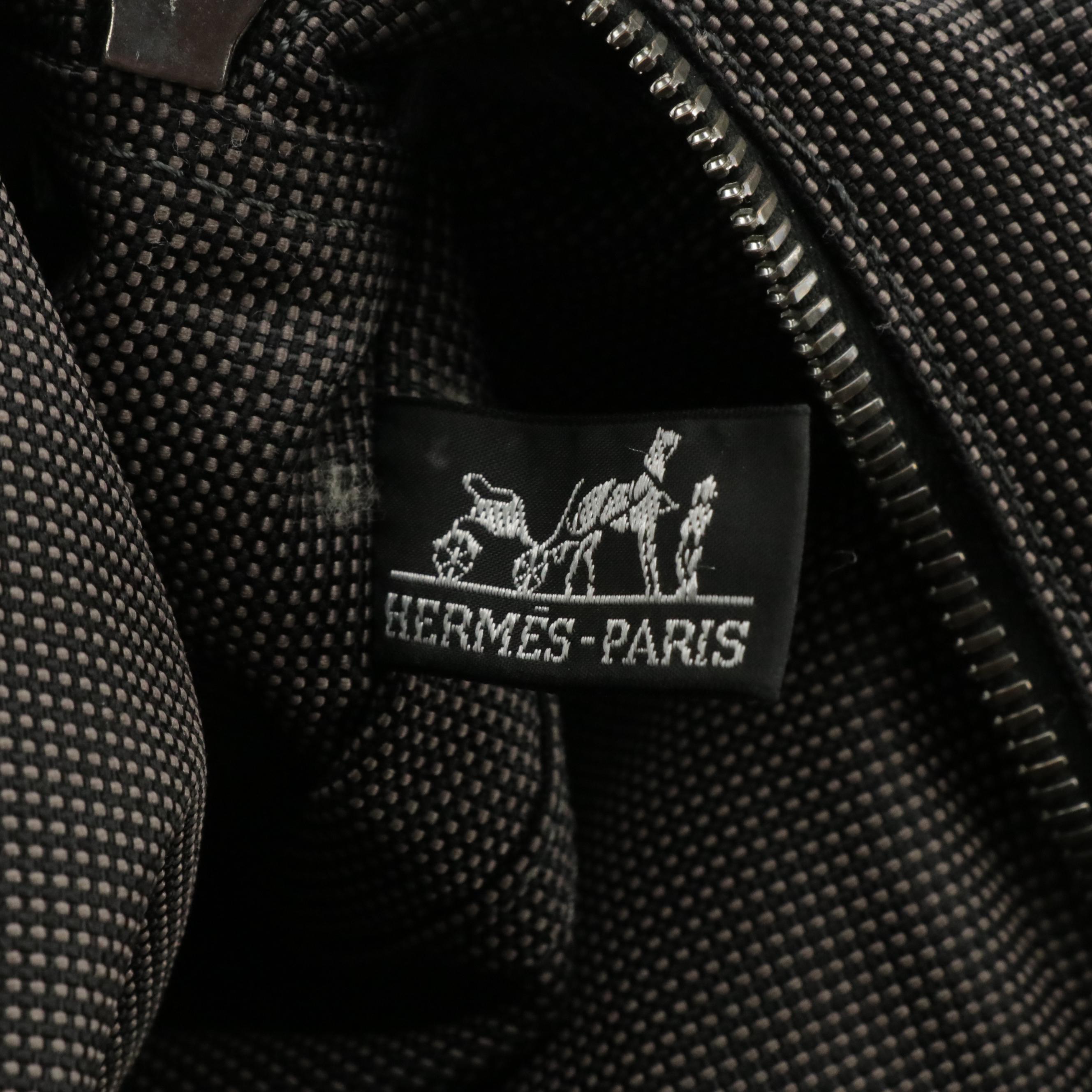 Hermès Toile Canvas Herline Tote PM in Grey/Black