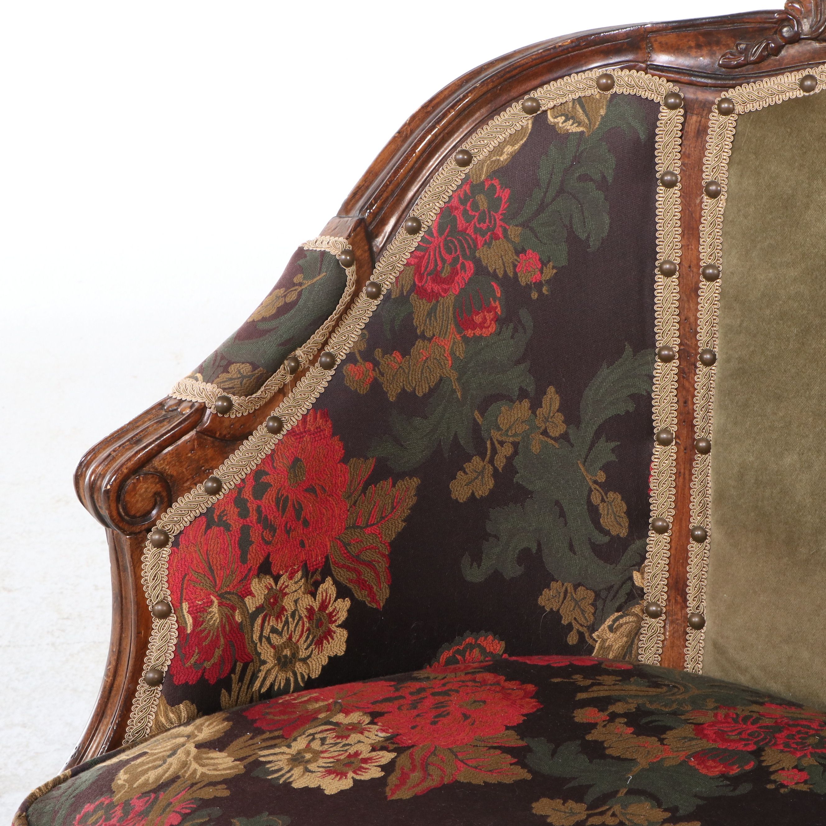 Paul Robert Louis XV Style Mixed Fabric Upholstered Settee