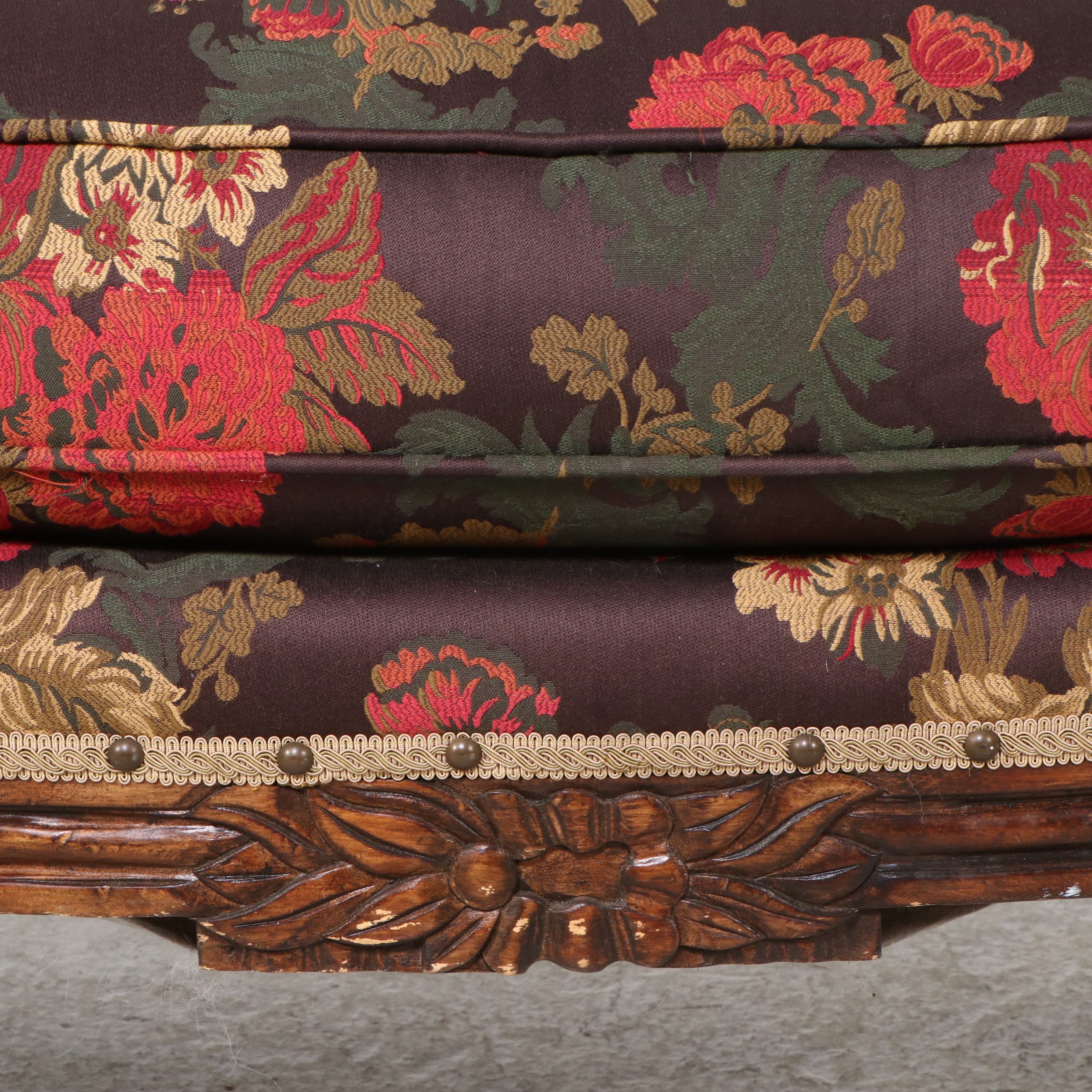 Paul Robert Louis XV Style Mixed Fabric Upholstered Settee