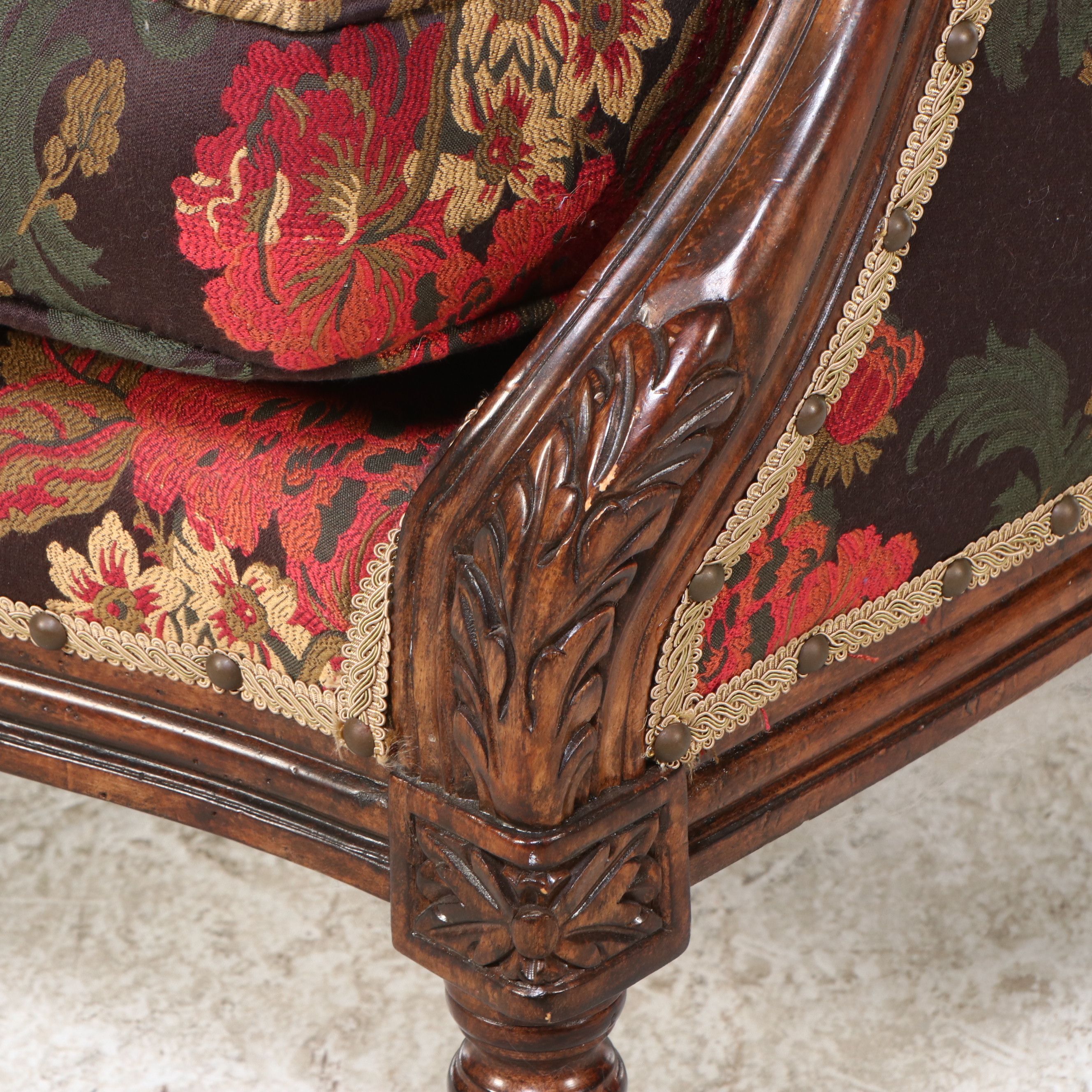 Paul Robert Louis XV Style Mixed Fabric Upholstered Settee