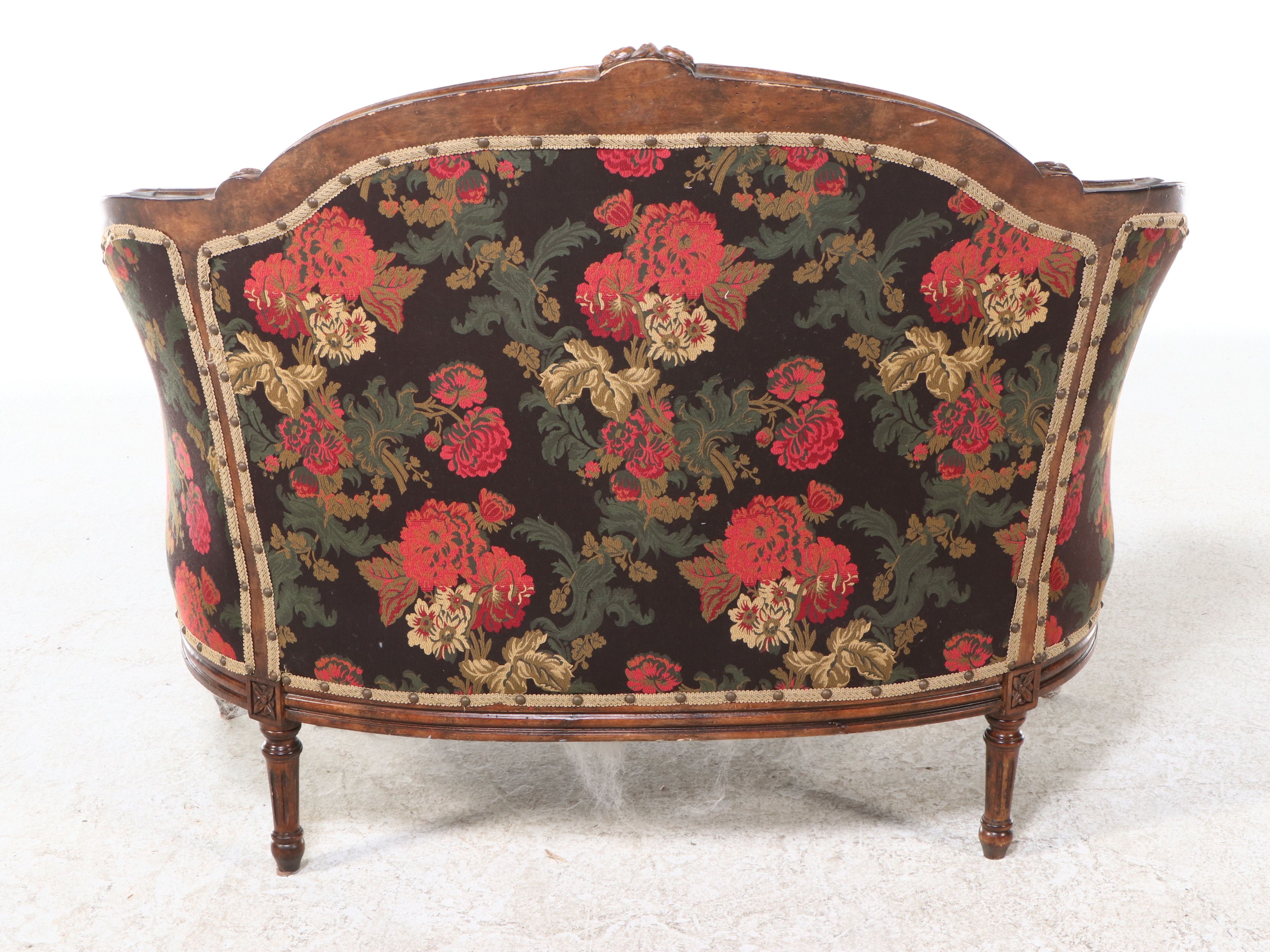 Paul Robert Louis XV Style Mixed Fabric Upholstered Settee