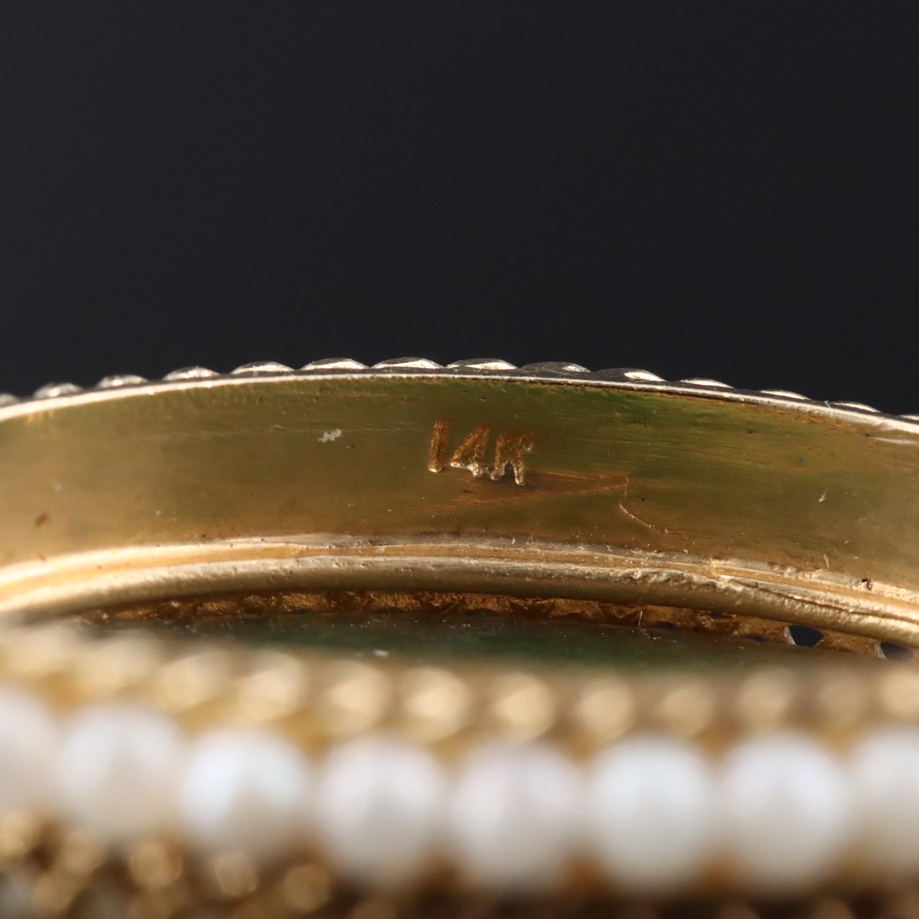 14K Carved Jadeite and Pearl Pendant