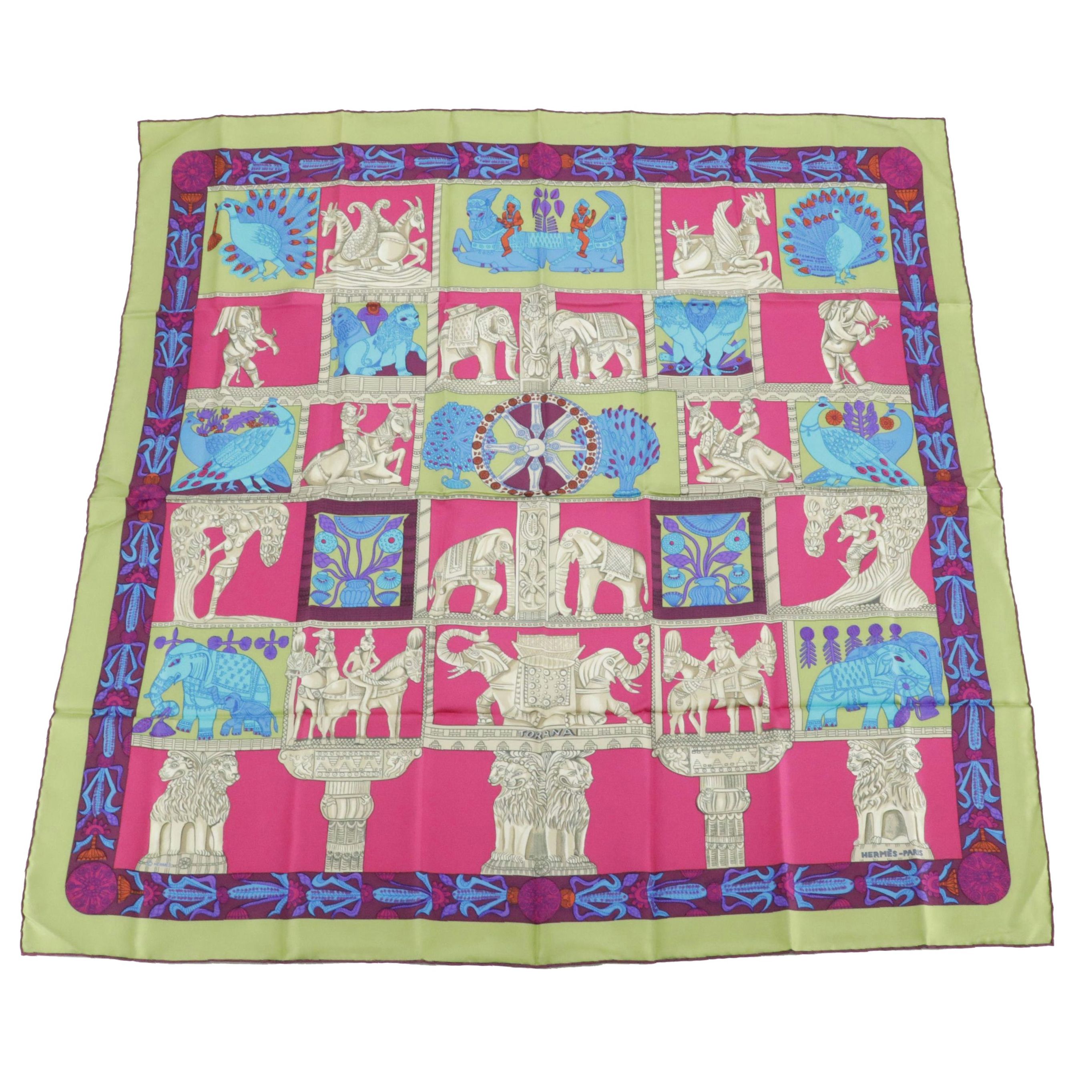 Hermès "Torana" Scarf 90 in Silk Twill