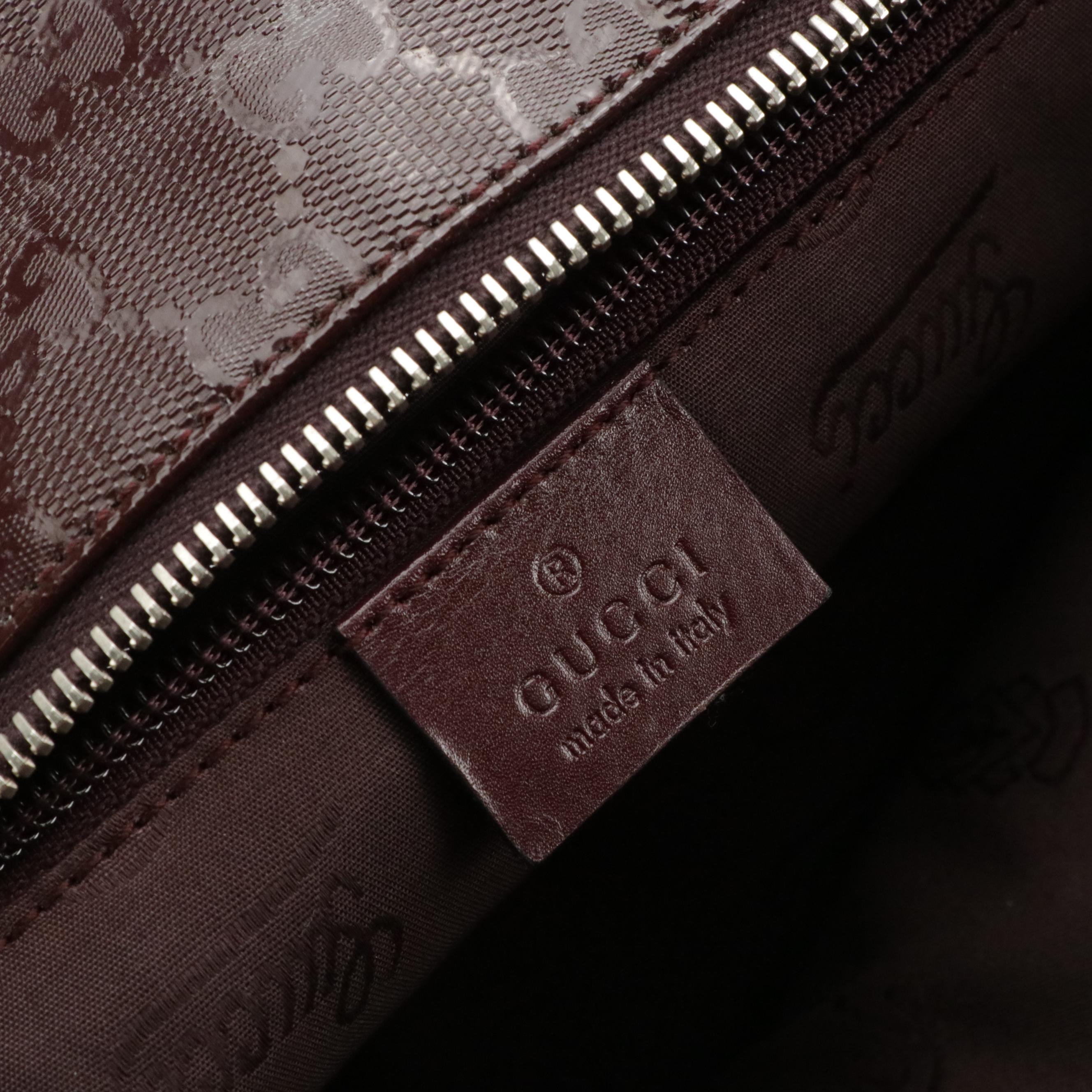 Gucci GG Imprime Tote in Burgundy Coated Canvas with Leather Trim